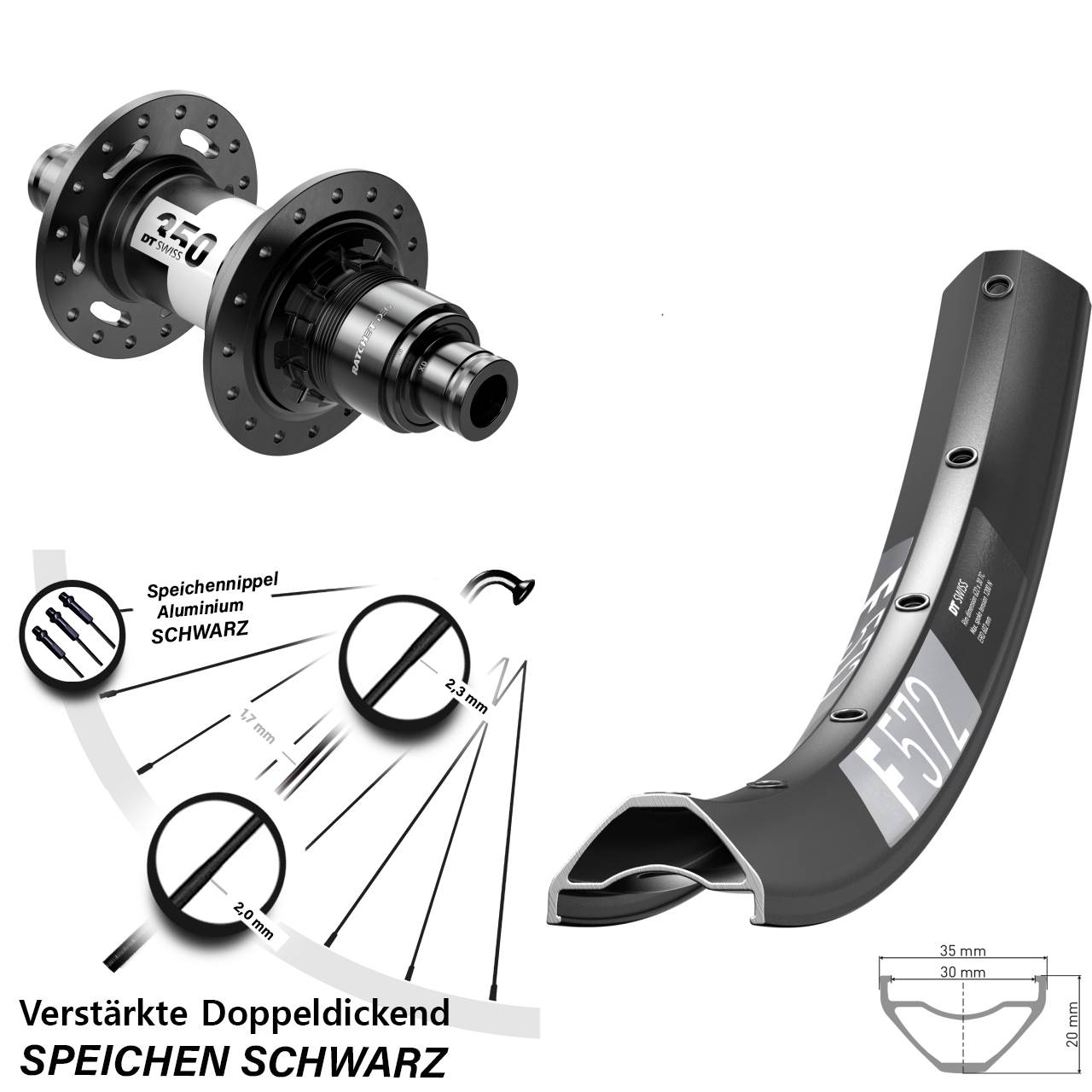 Hinterrad Centerlock 29 Zoll DT Swiss F572-350 DEG72 SRAM XD 12x148