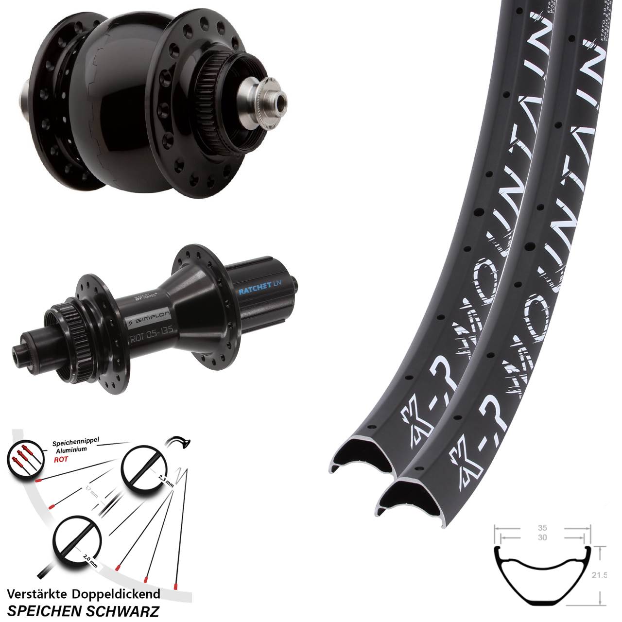 Disc Laufradsatz QR 27,5 Zoll KX-R Mountain DT Swiss 370 Hybrid SON 28 8-11 fach