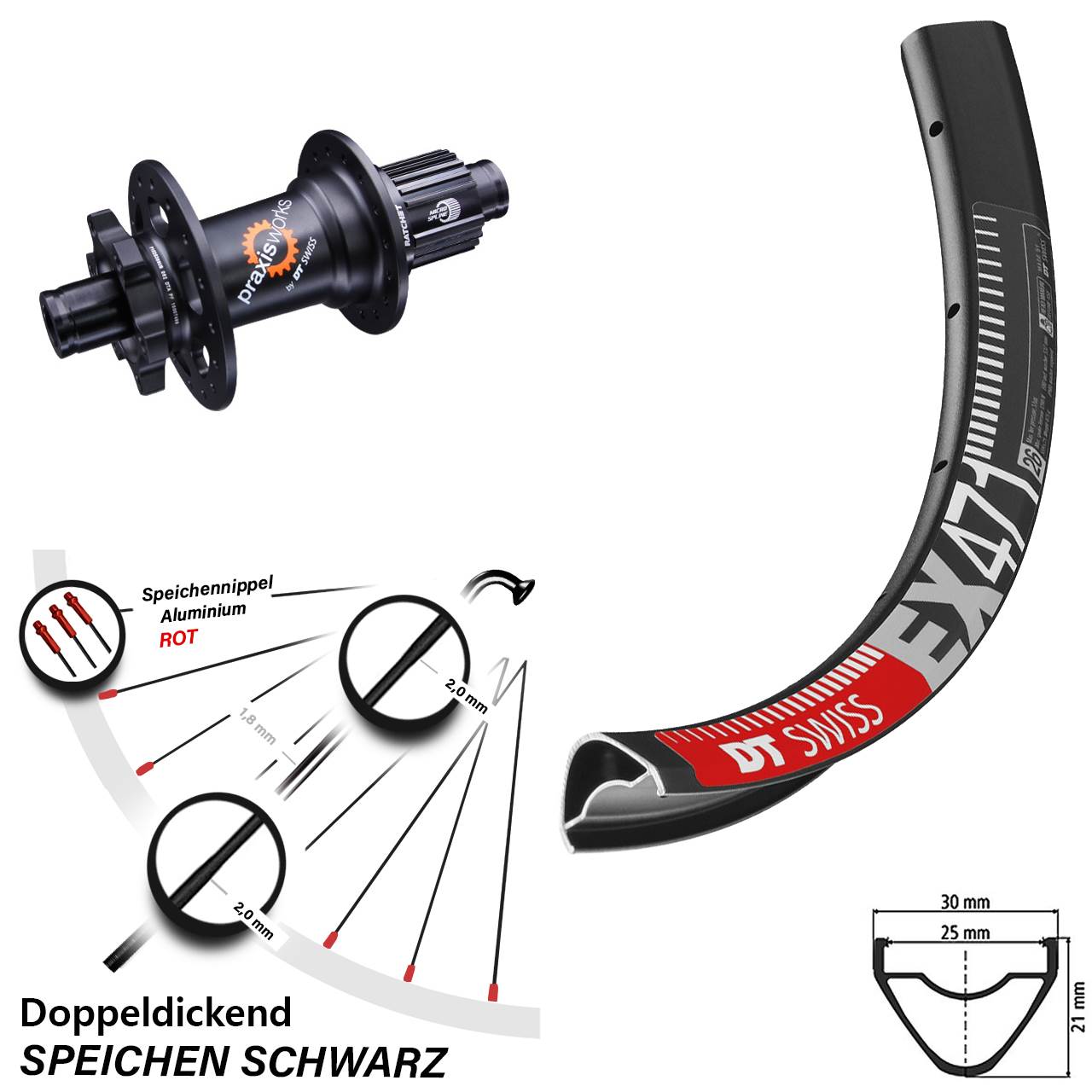 DT Swiss EX471-350 26 Zoll Disc Laufrad 12x142 Shimano Micro Spline