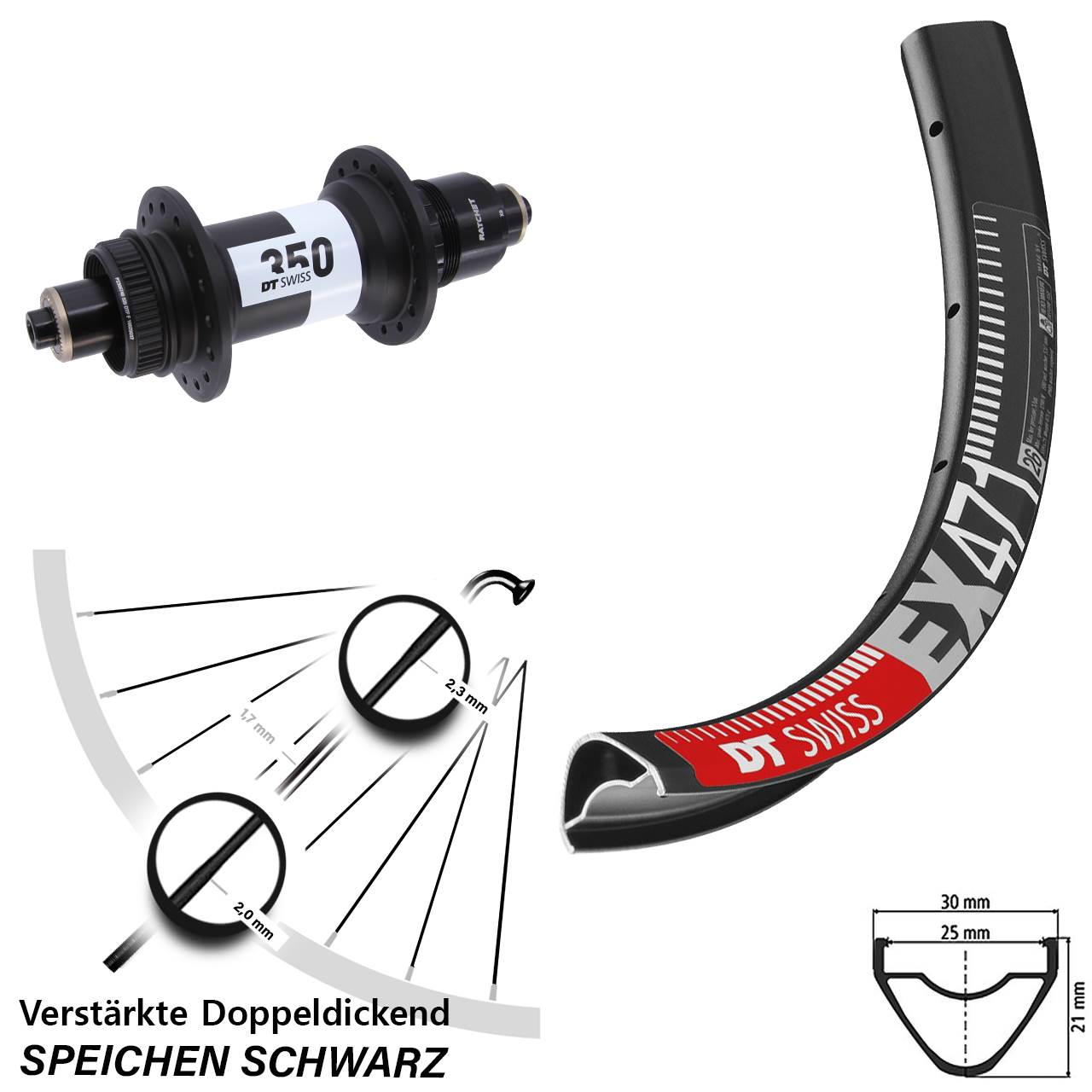 Centerlock Hinterrad 27,5 Zoll DT Swiss EX 471-350 XD QR