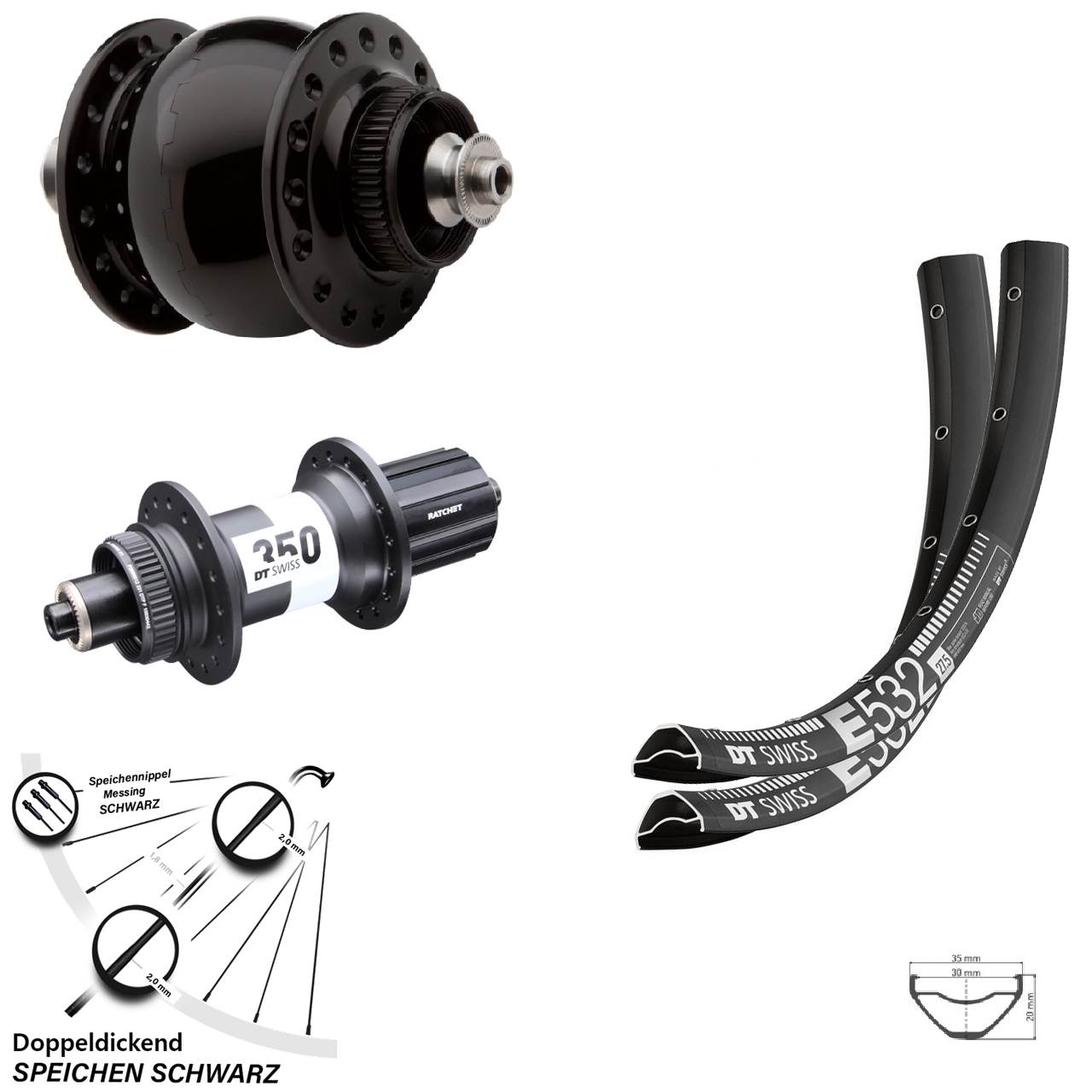 Laufradsatz Centerl. 29 Zoll DT Swiss E 532-350 SON delux 8-11 fach HG QR