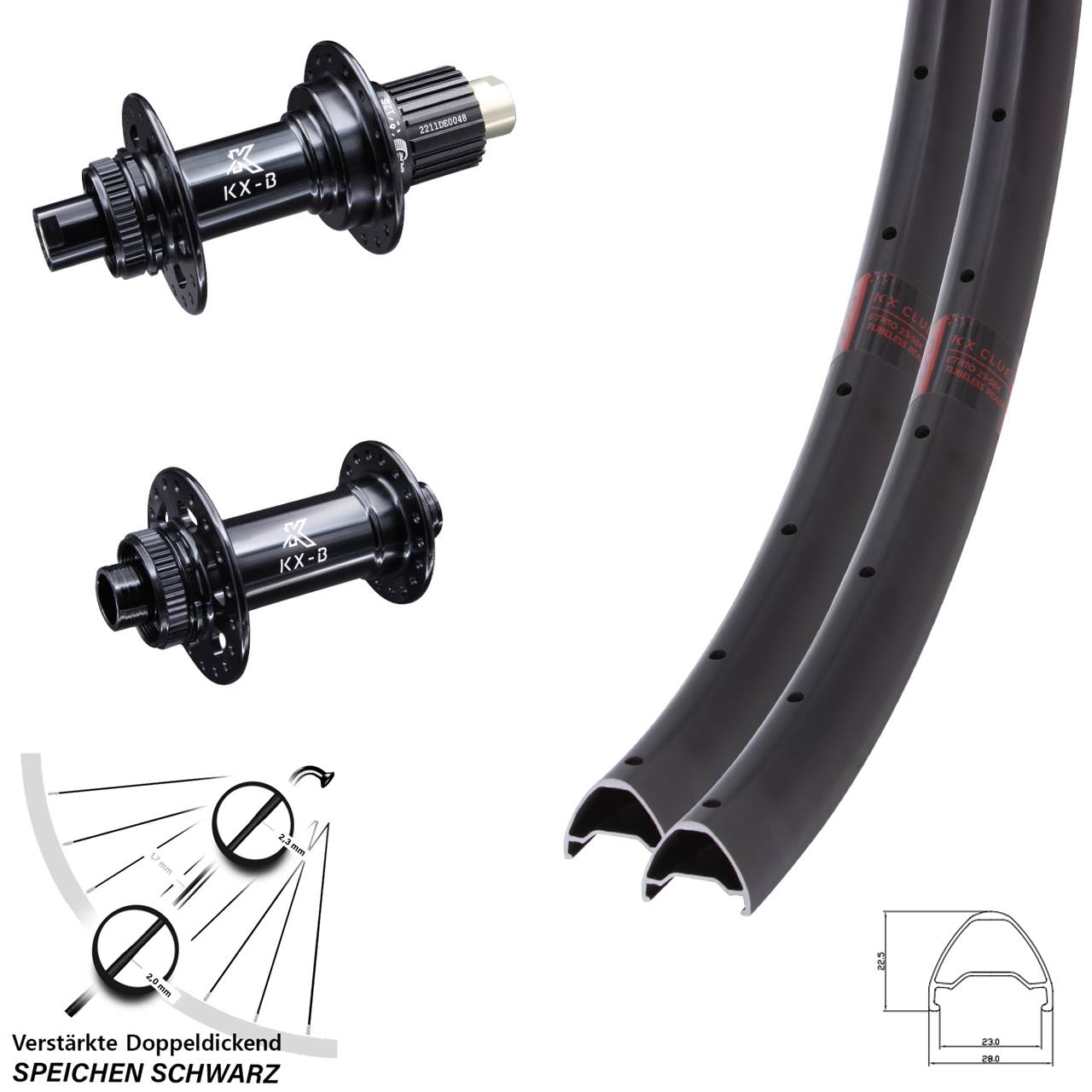 KX-B Clue 650B Laufradsatz Centerlock 15x110 12x148 Micro Spline