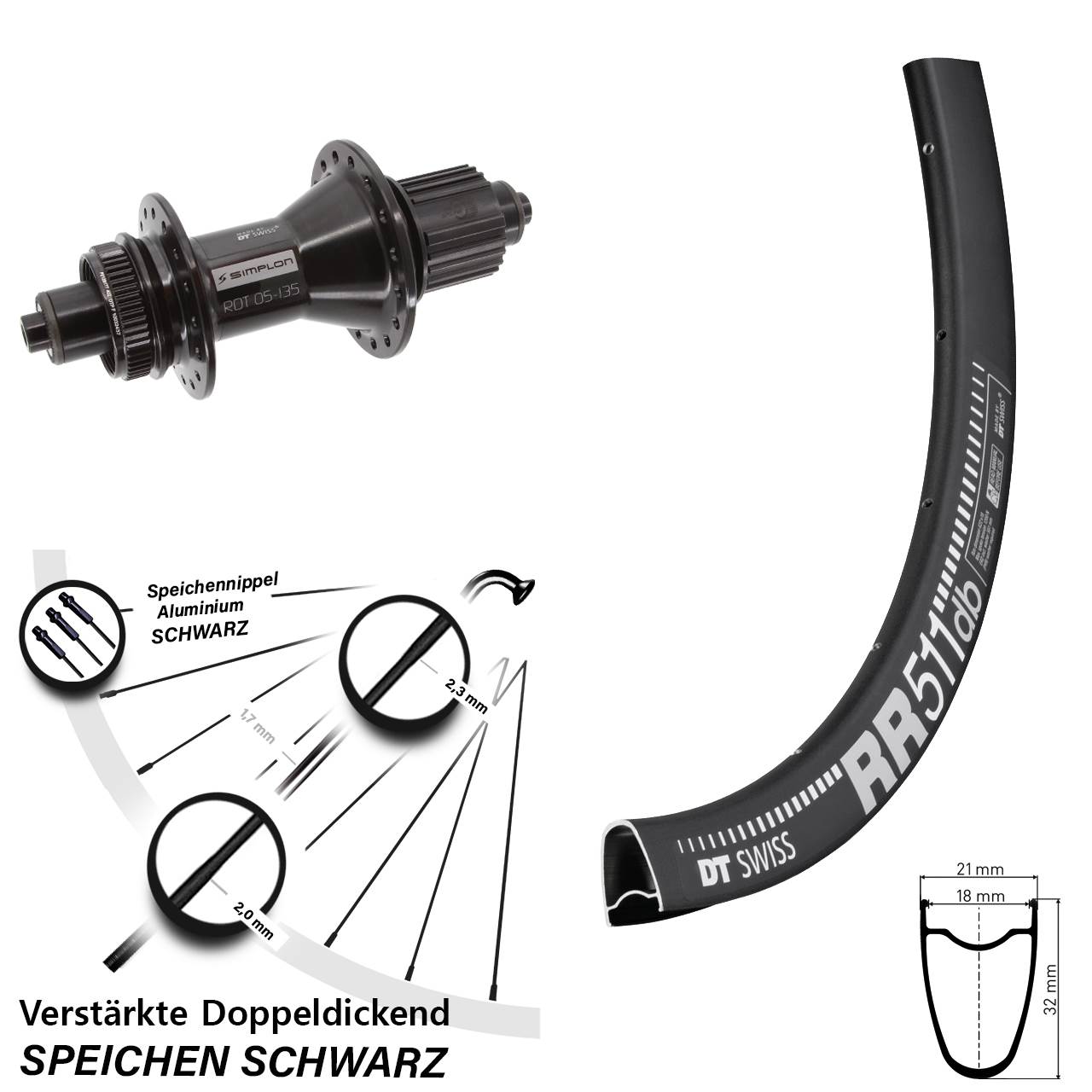 28 Zoll DT Swiss RR511-370 Hybrid Disc Hinterrad QR Shimano Micro Spline