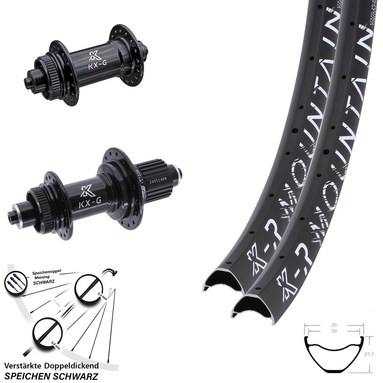 Laufradsatz 27,5 Zoll KXR-G Mountain Shimano Micro Spline für Schnellspanner