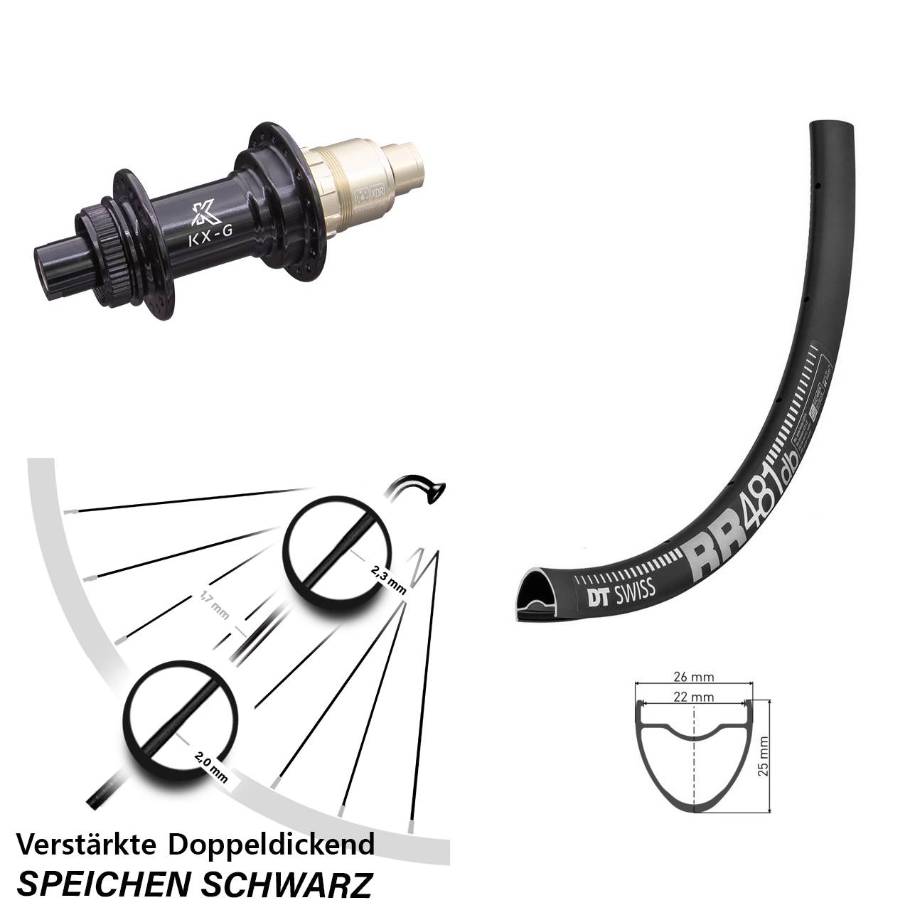 Centerlock Hinterrad 28 Zoll DT Swiss RR 481 KX-G XDR 12x142