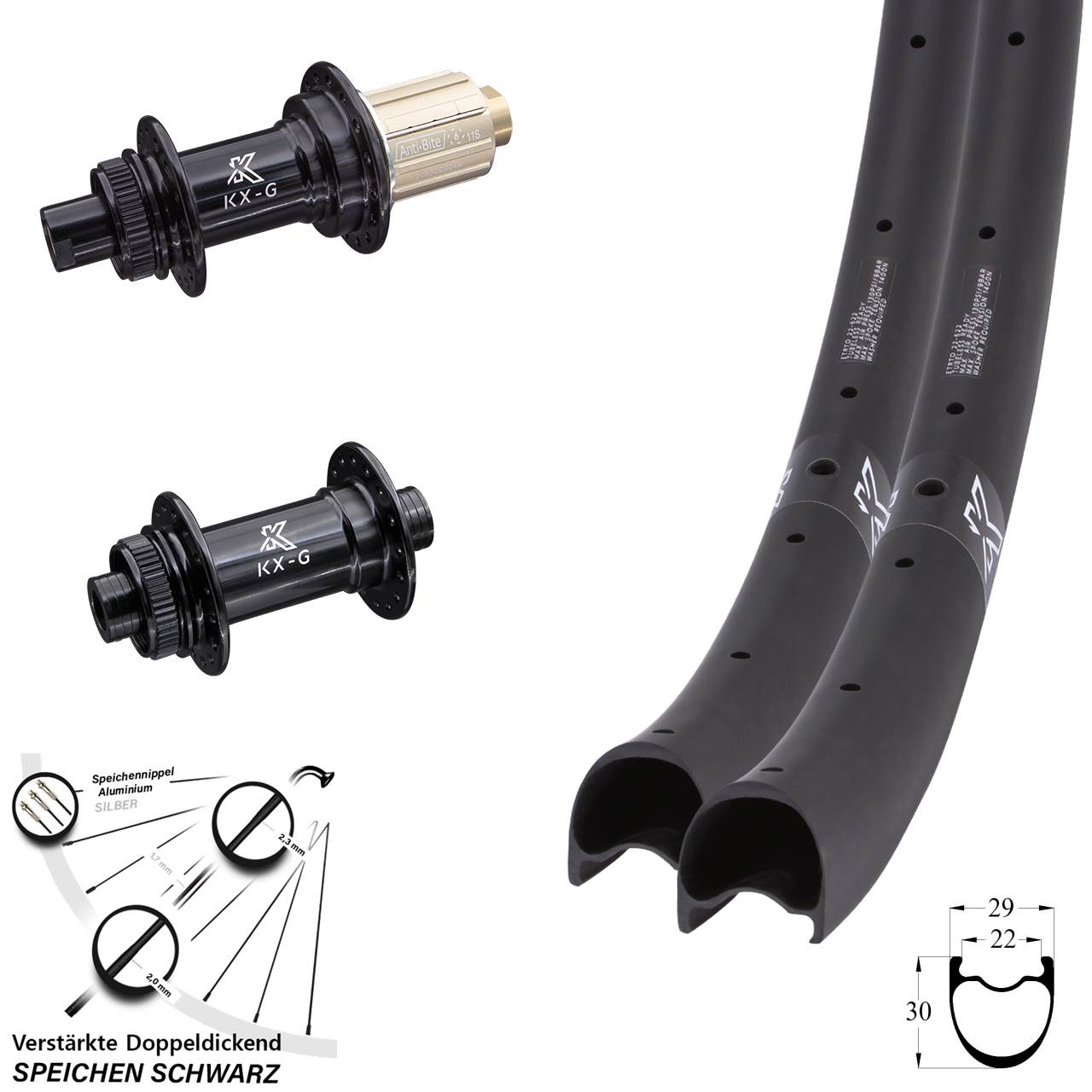 KX-GRC Carbon 29 Zoll Laufradsatz 12x100/142 8-12 fach HG