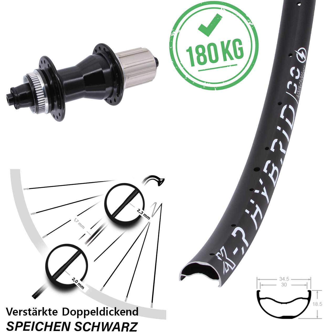 Hinterrad Centerlock 29 Zoll KX-R Hybrid 30 Novatec CL135 8-12 fach QR