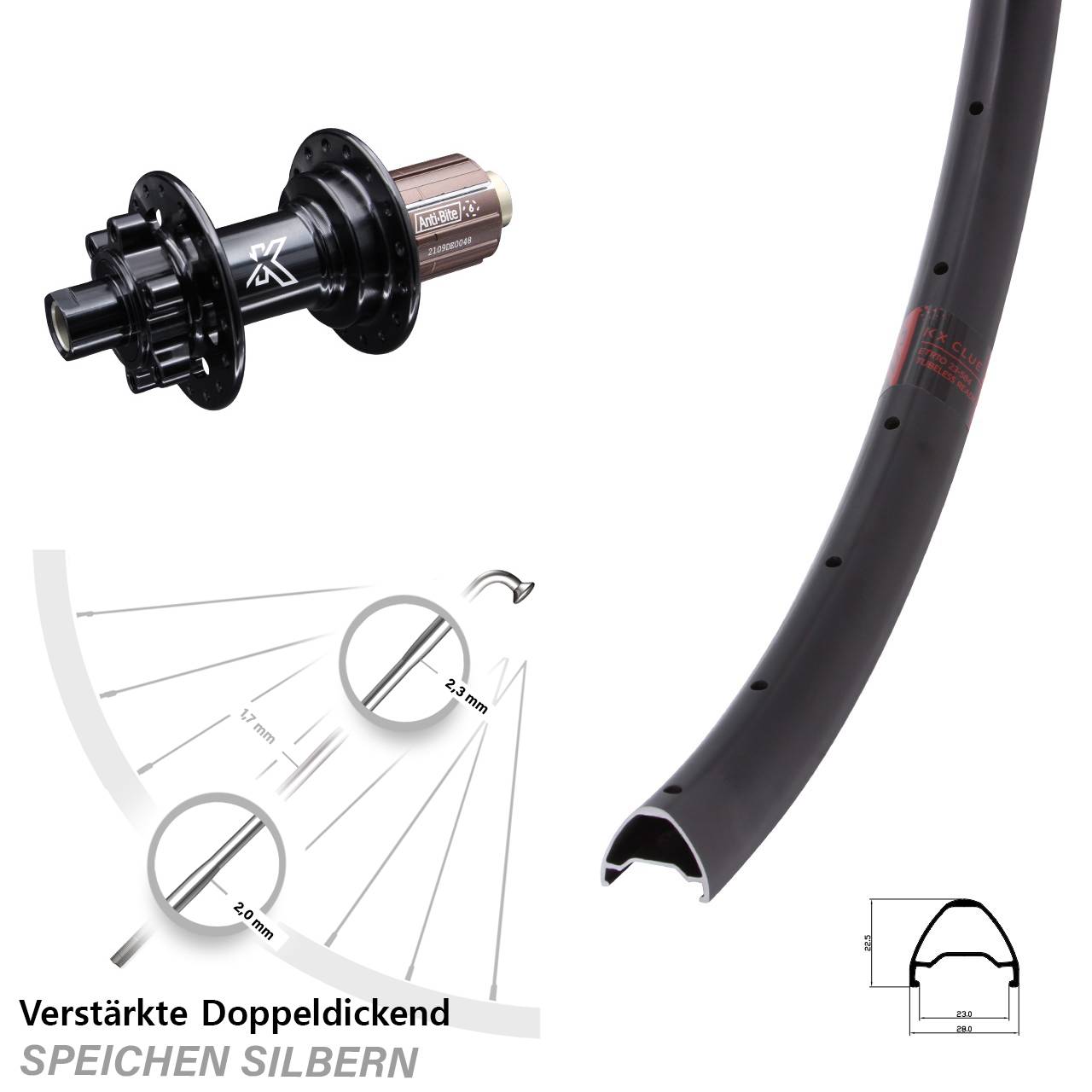 Disc Laufrad 12x142 29 Zoll KX Clue MTB Shimano Anti-Bite 8-12 fach