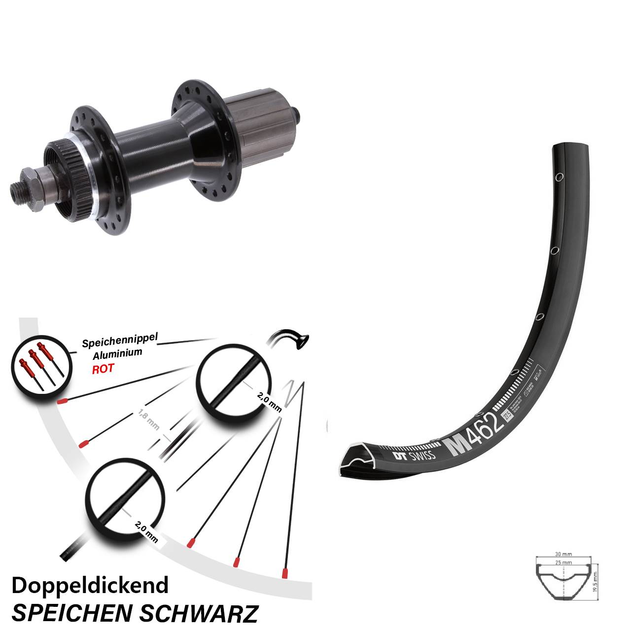 Disc Hinterrad QR 650B DT Swiss M 462 Joytech 8-11 fach