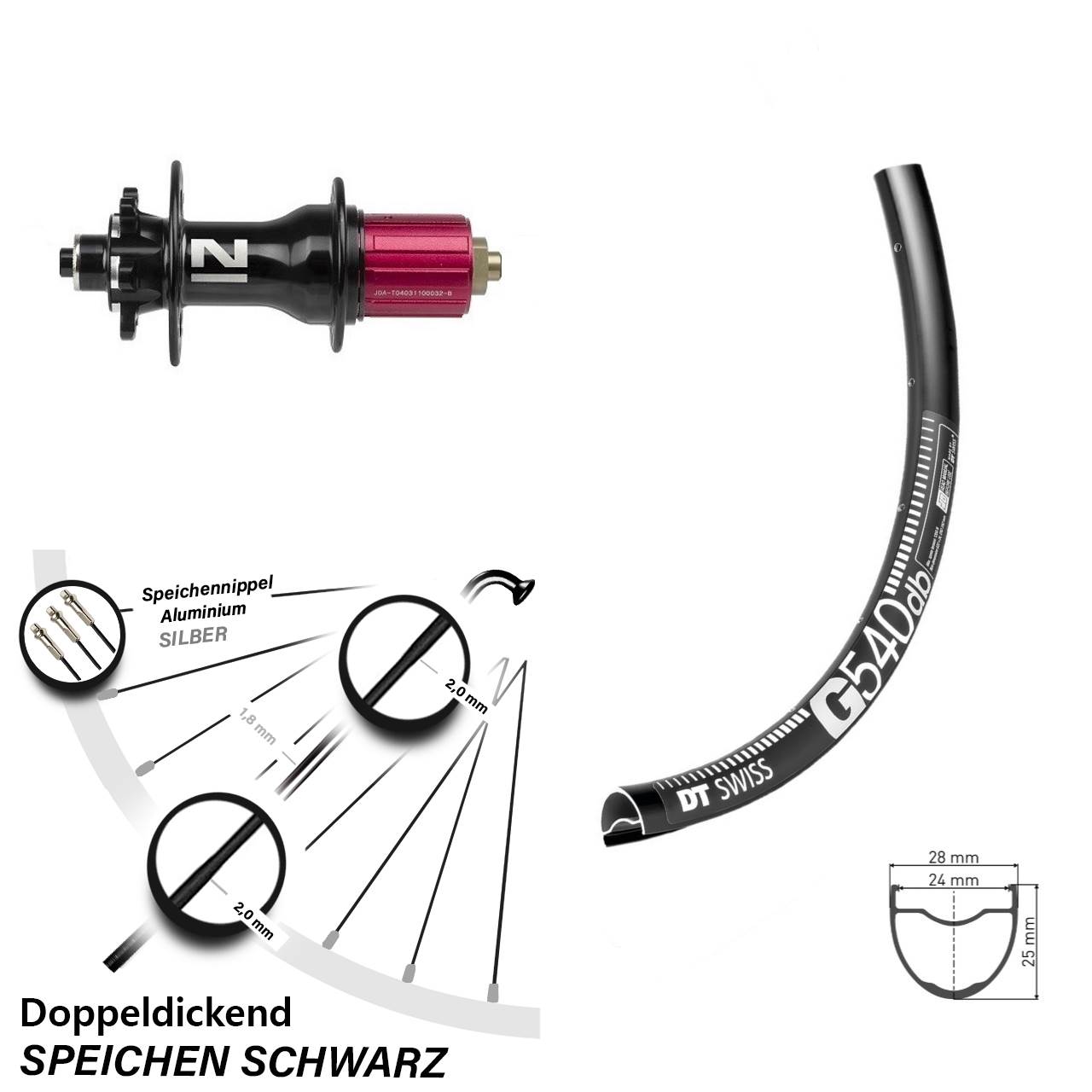 Disc Laufrad 27,5 Zoll DT Swiss G 540 Novatec D792 8-12 fach für Schnellspanner