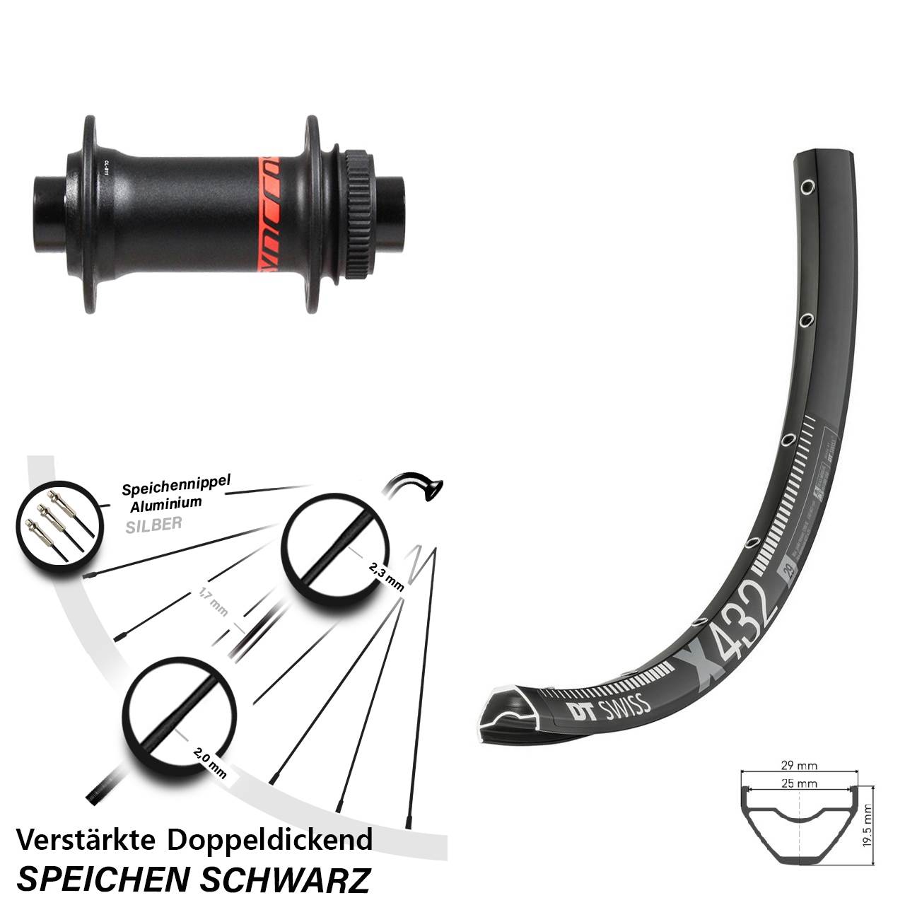 DT Swiss X432 Formula 29 Zoll Centerlock Vorderrad 15x110 Boost