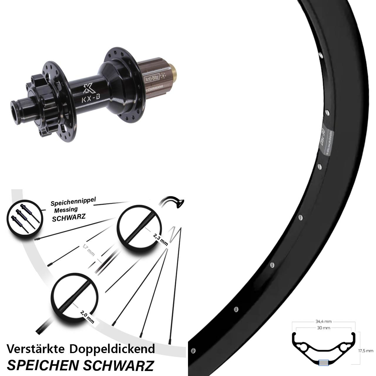 Ryde Disc 30 KX-B 27,5 Zoll Hinterrad 12x148 8-11 fach HG
