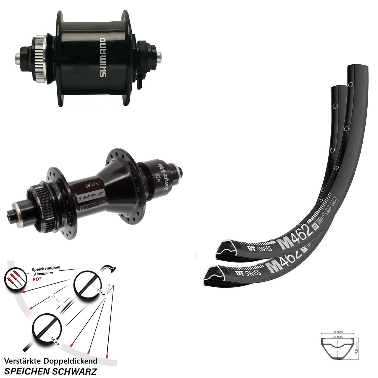 Disc Laufradsatz QR 27,5 Zoll DT Swiss M 462 370 Shimano DH-UR700 XD 11-12 fach