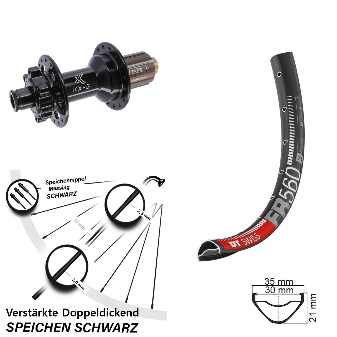 DT Swiss FR560 KX-B 26 Zoll Hinterrad 6-Loch 12x148 Boost 8-11 fach HG