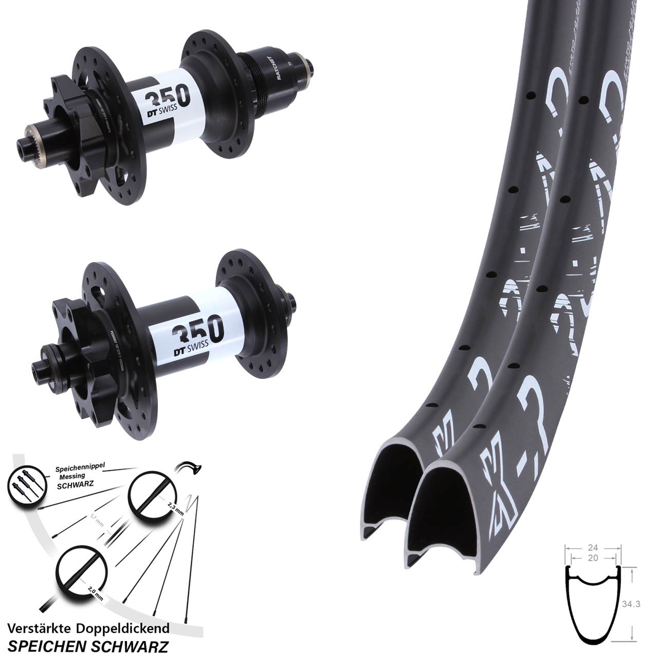 28 Zoll KX-R Road DT Swiss 350 Disc Laufradsatz für Schnellspanner XD 11-12 fach