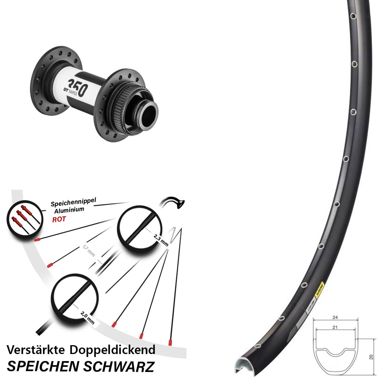 Disc Laufrad 29 Zoll Mavic XC621 DT Swiss 350 15x100