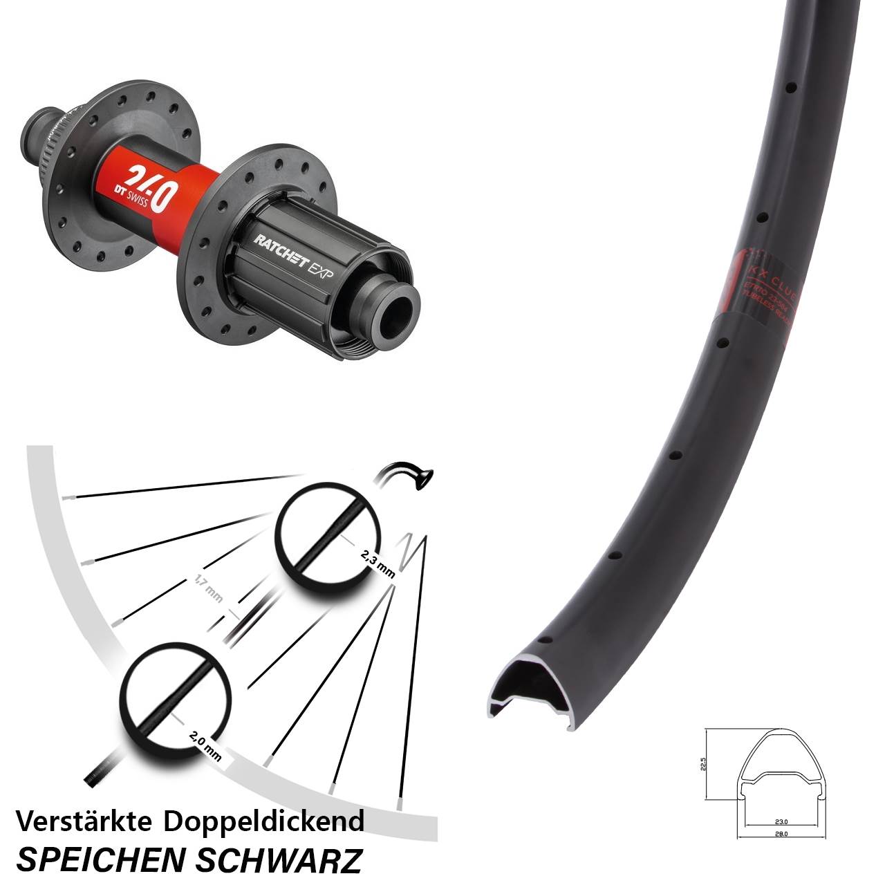 Hinterrad Centerlock 28 Zoll KX Clue DT Swiss 240 EXP 11-12 fach 12x142