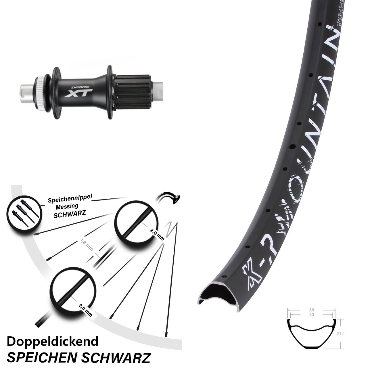 KX-R Mountain Shimano FH-M788 27,5 Zoll Hinterrad Centerlock 12x142 8-11 fach