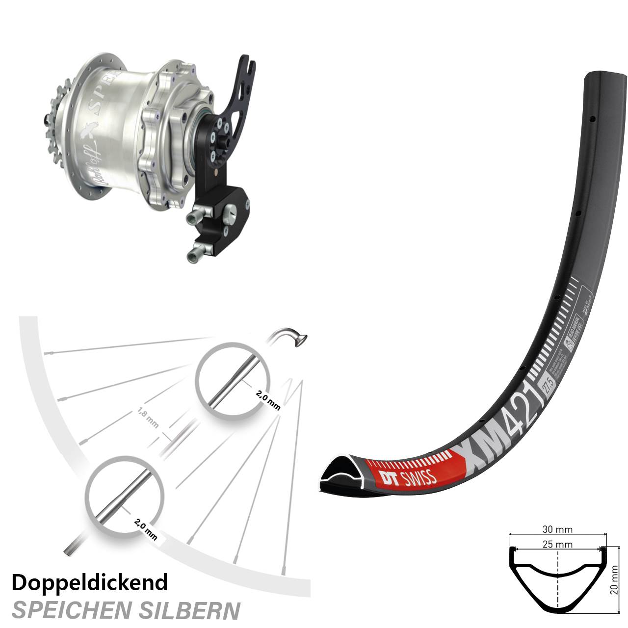 DT Swiss XM 421 Rohloff Speedhub CC DB PM 650B Disc Laufrad