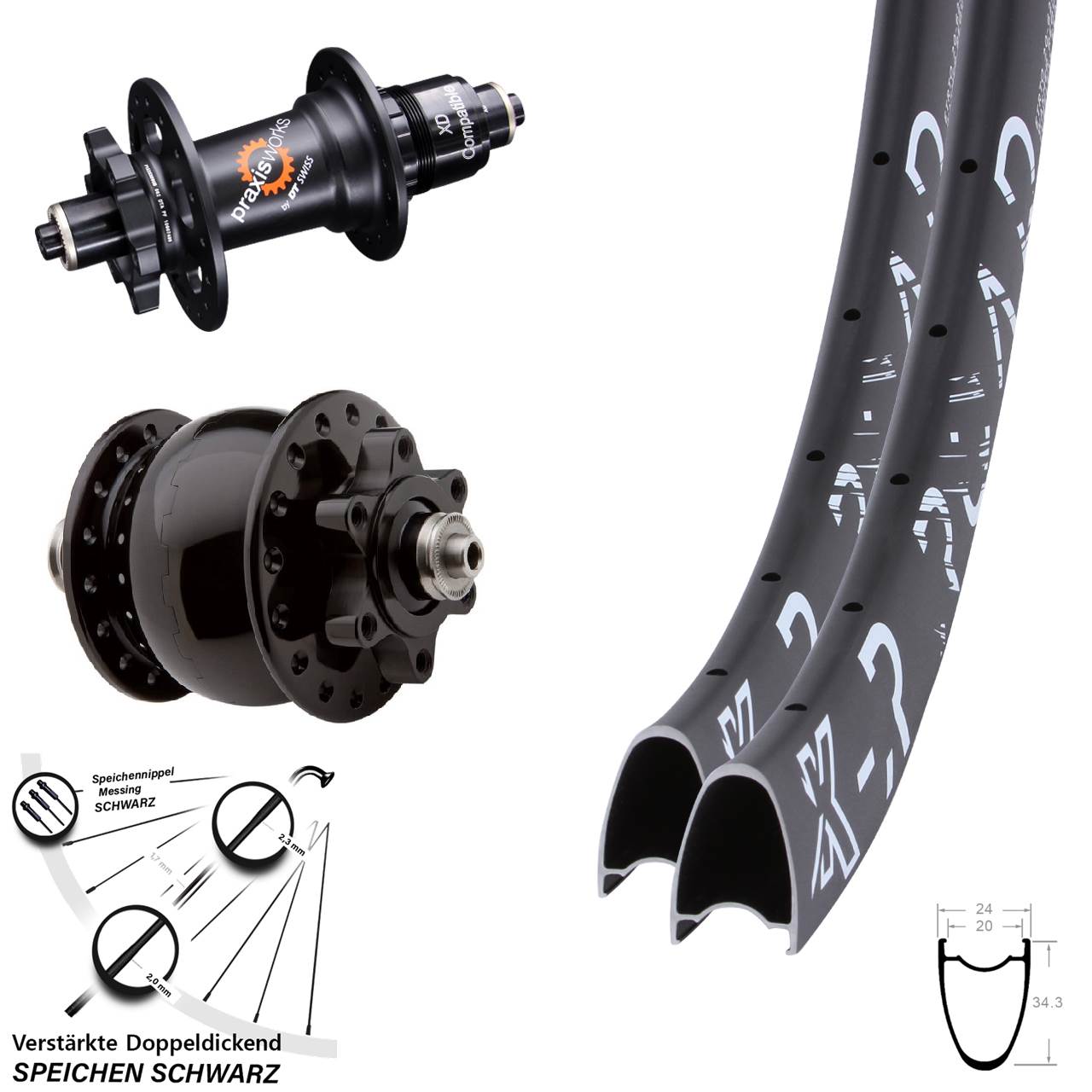 Disc Laufradsatz QR 28 Zoll KX-R Road DT Swiss 350 SON 28 SRAM XD