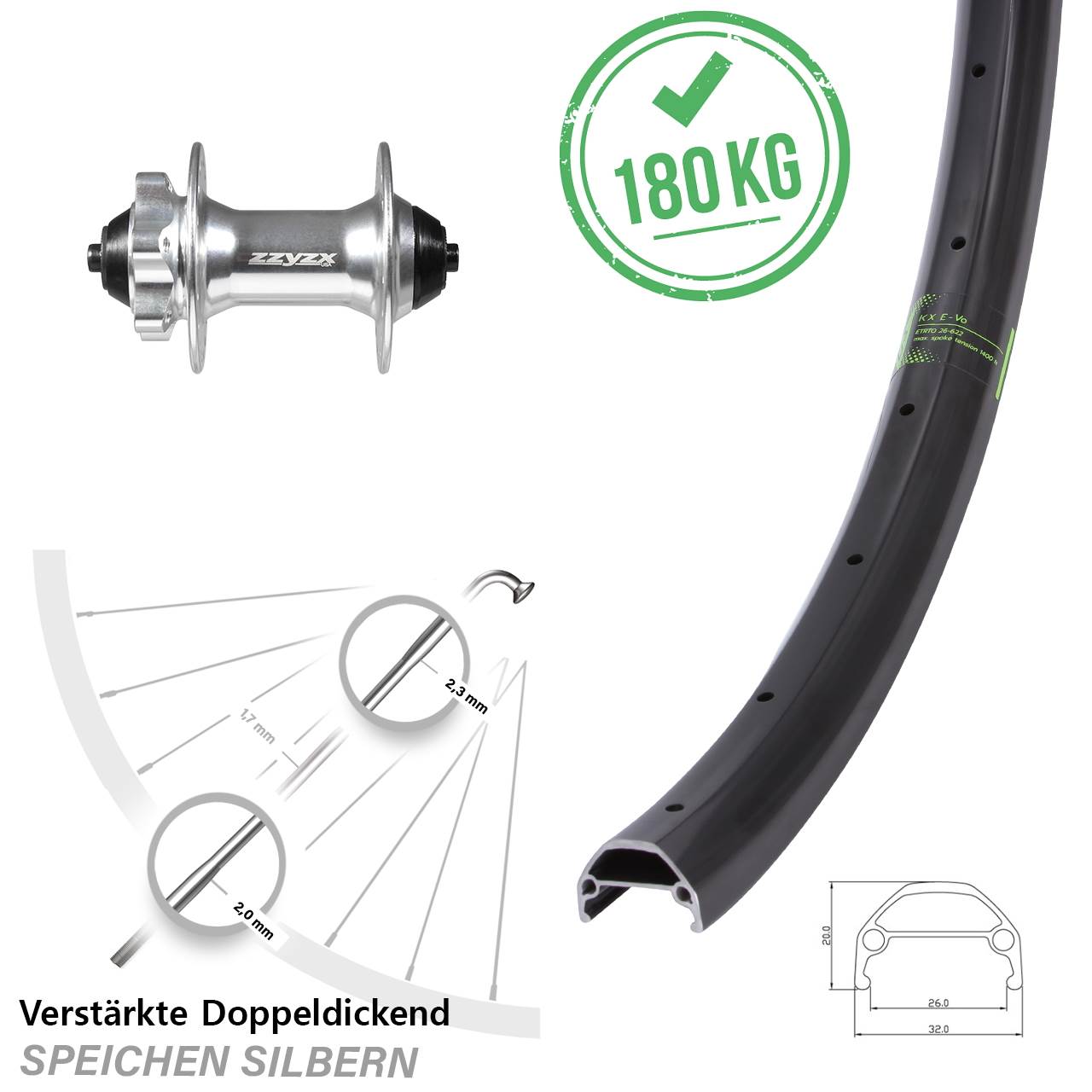 27,5 Zoll KX Evo Formula DC-61 6-Loch Vorderrad QR