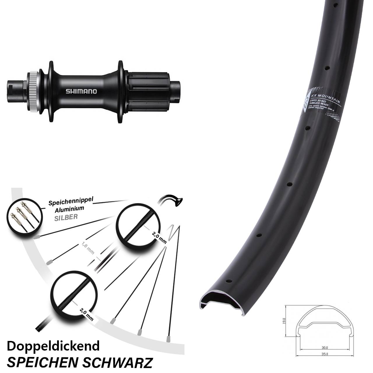 29 Zoll Mountain Hinterrad Shimano FH-MT400 12x142