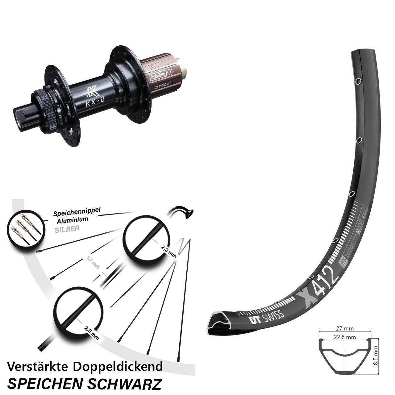 DT Swiss X 412 KX-B Centerlock 29 Zoll Hinterrad 12x148 Boost 8-12 fach HG