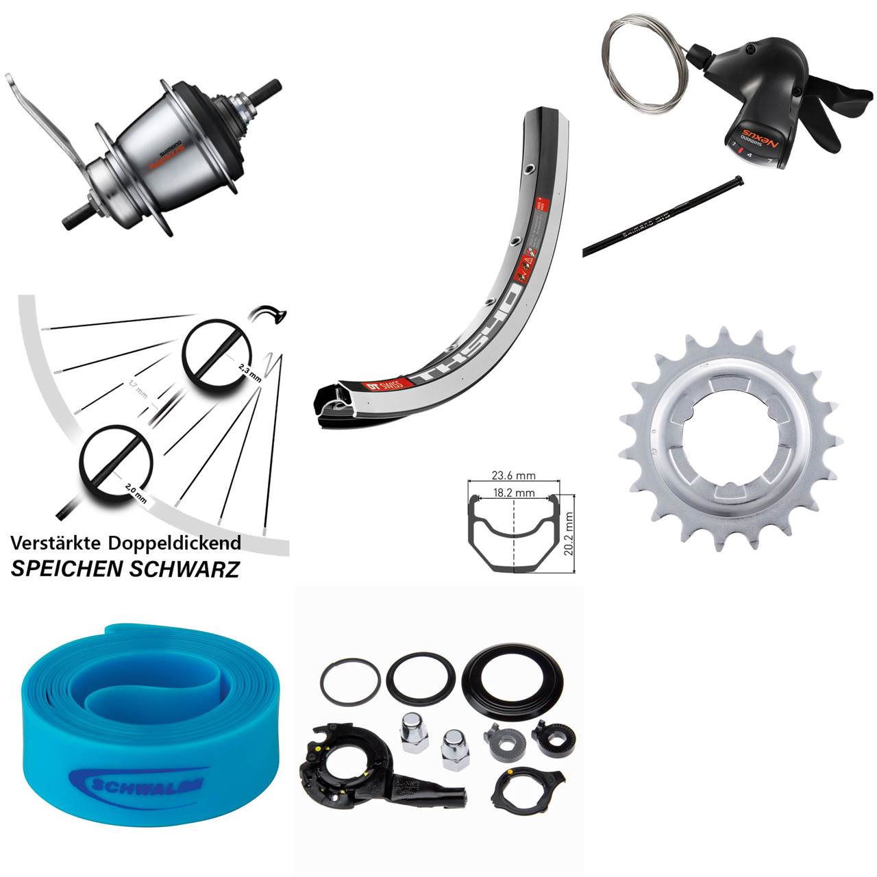 28 Zoll Hinterrad Shimano Nexus 7-Gang DT Swiss TK 540 mit Rücktrittbremse