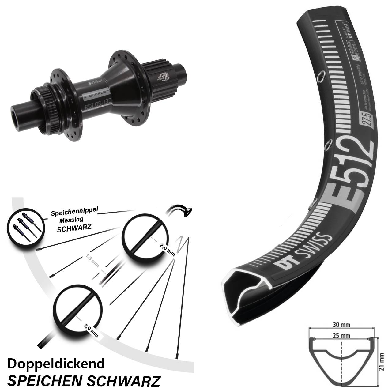 29 Zoll DT Swiss E512-370 Hybrid Disc Laufrad 12x142 Shimano Micro Spline