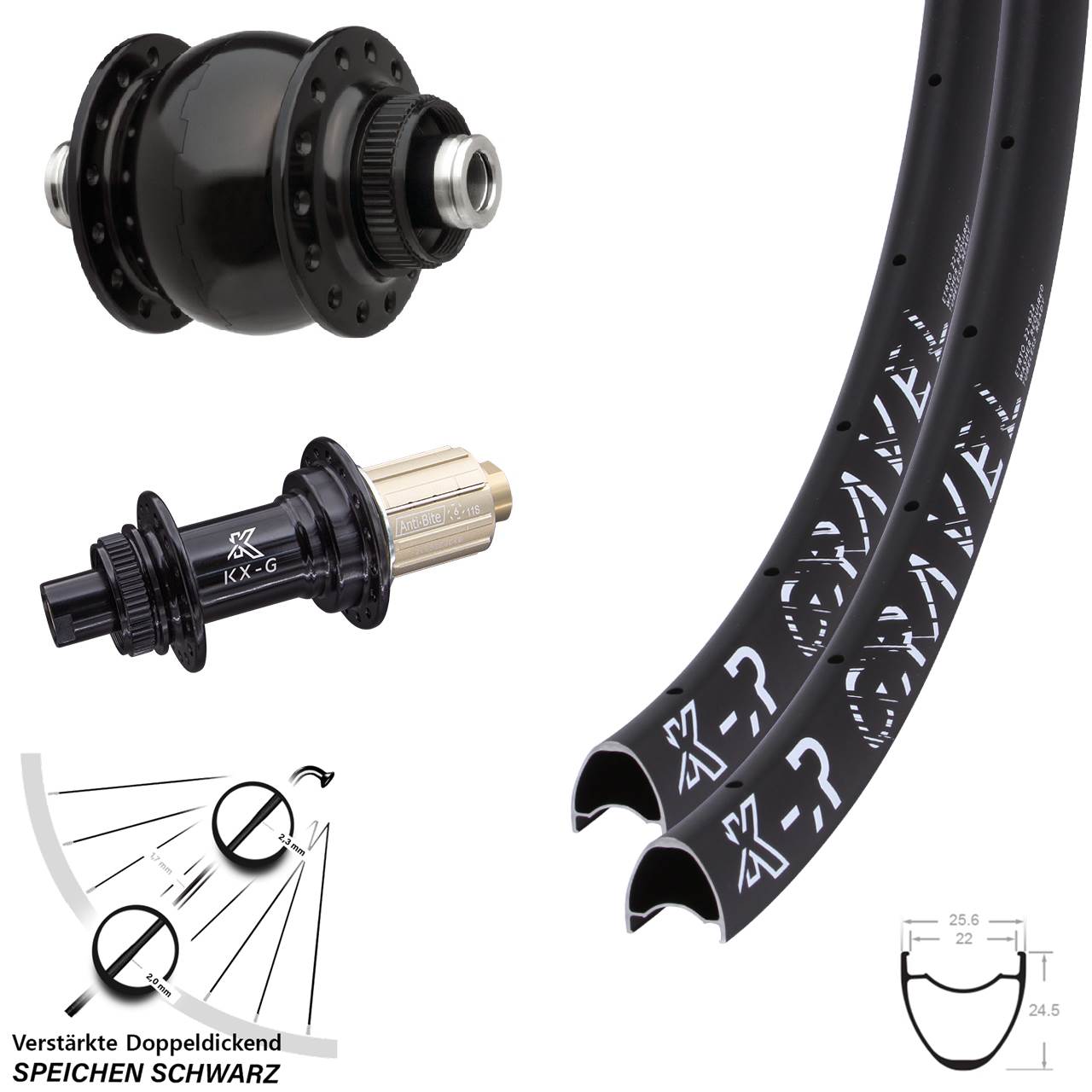 29 Zoll KXR-G Gravel SON delux Centerlock Laufradsatz 12x100/142 8-12 fach HG
