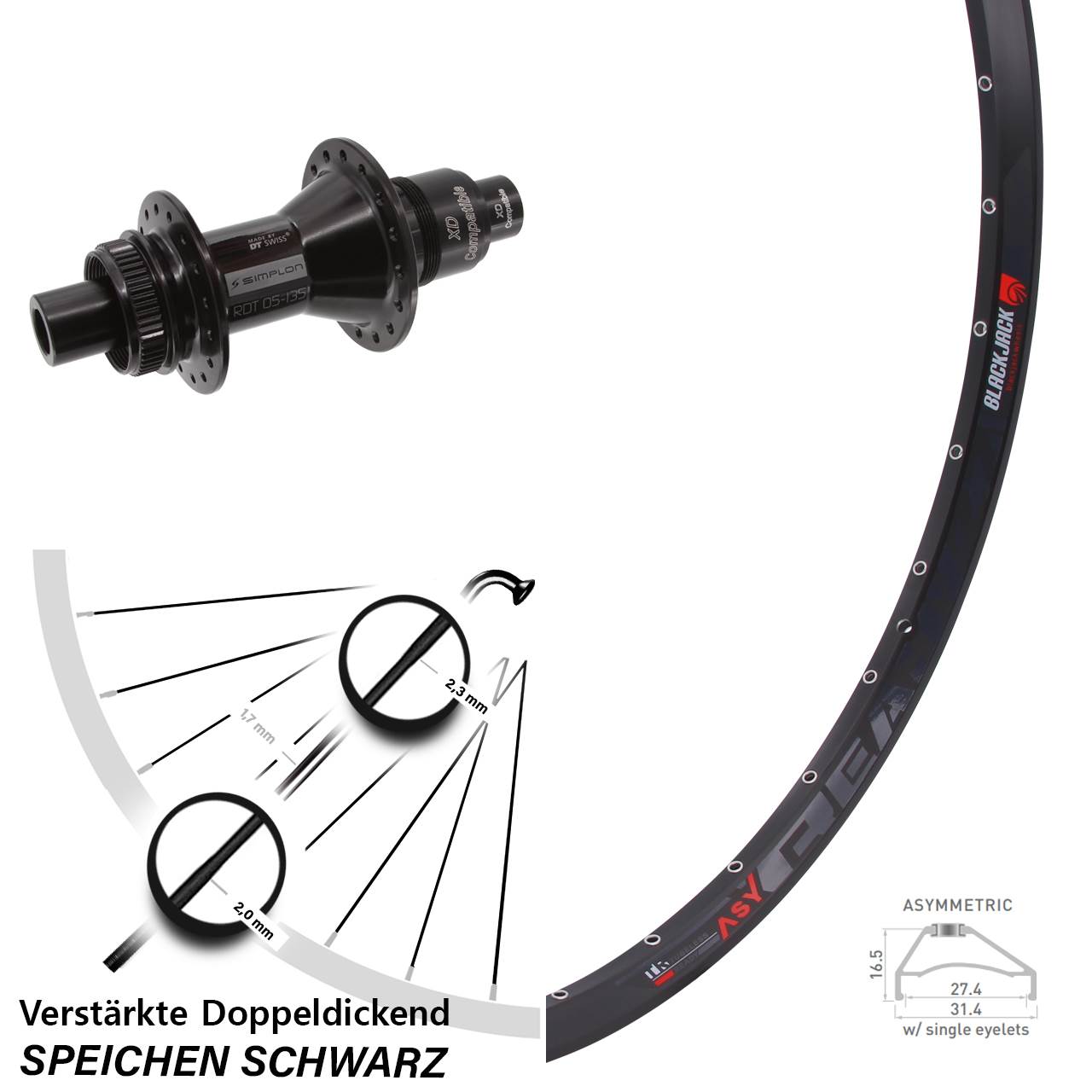 Rodi Ready 27 DT Swiss 370 650B Disc Hinterrad 12x142 SRAM XD