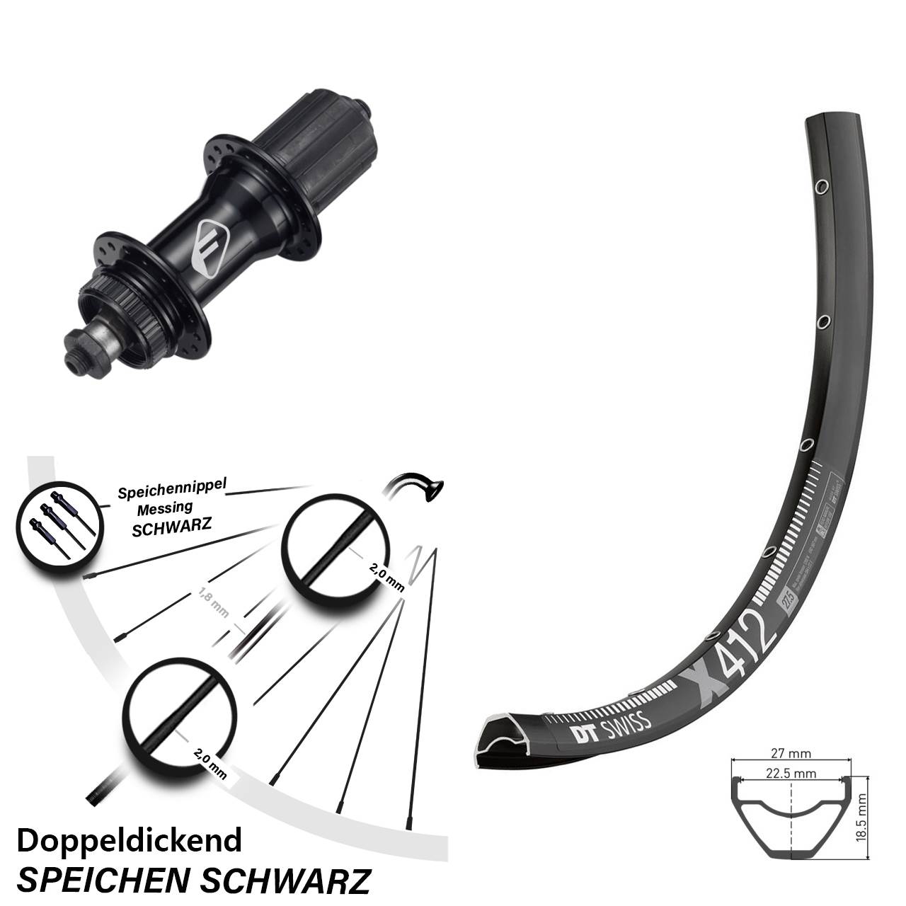 Disc Laufrad QR 29 Zoll DT Swiss X 412 Formula CL-52 8-11 fach HG