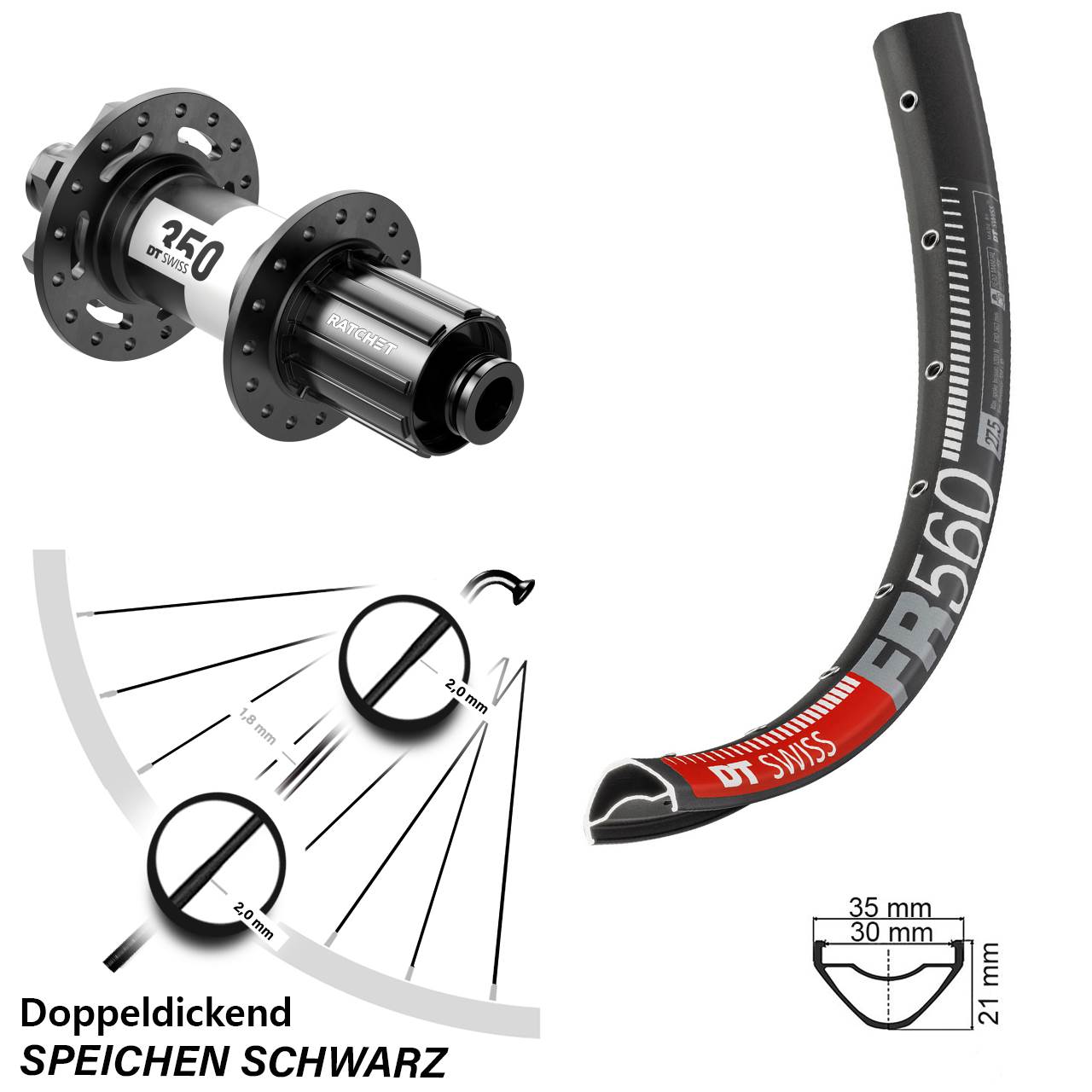 Hinterrad 6-Loch 12x157 26 Zoll DT Swiss FR 560 DT Swiss 350 8-11 fach HG