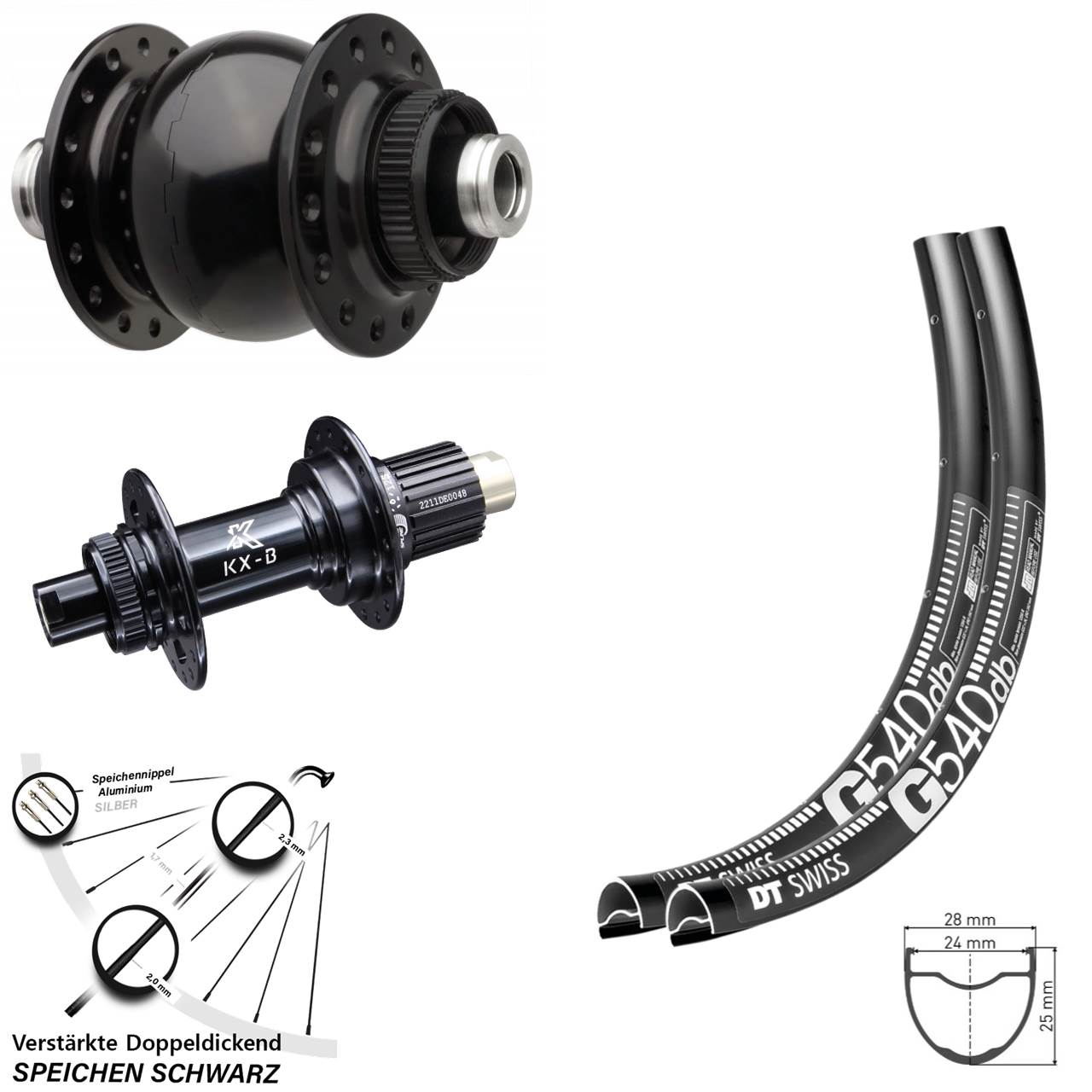 Boost Disc Laufradsatz 12x110/148 27,5 Zoll DT Swiss G540 KX-B SON 28 Micro Spline