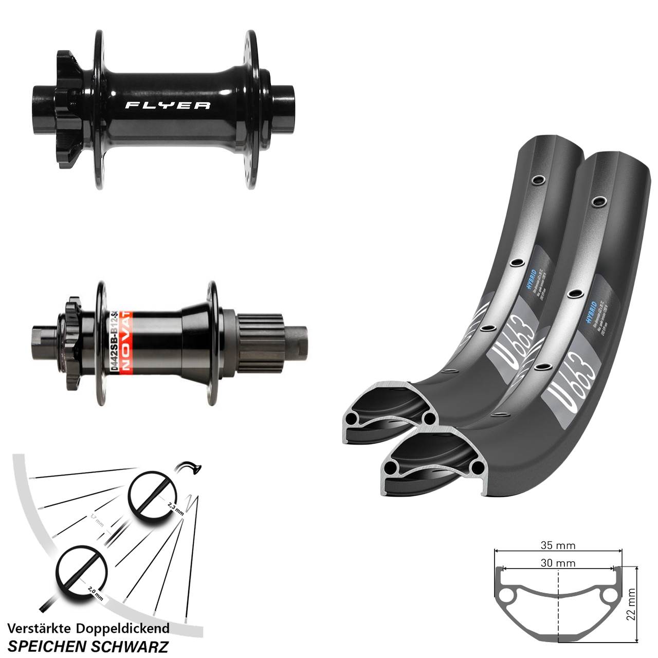 29 Zoll DT Swiss U663 Formula DC-711 Novatec D-442 Disc Laufradsatz Boost Micro Spline