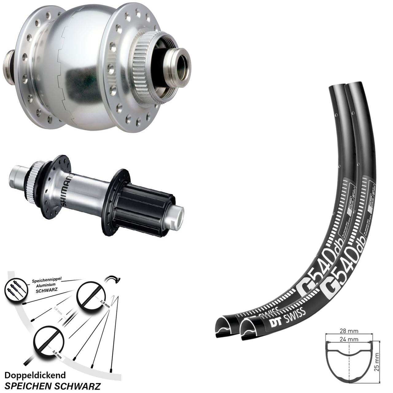 Disc Laufradsatz 28 Zoll DT Swiss G540 SONdelux Shimano RS770 8-12 fach 12x100/142
