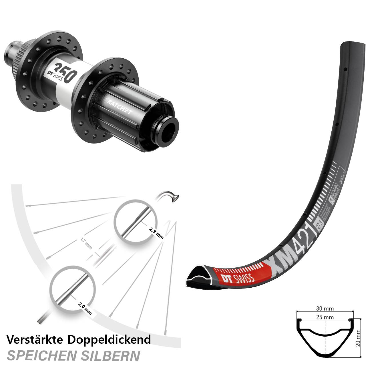 DT Swiss XM 421-350 29 Zoll Hinterrad 12x142 8-11 fach HG