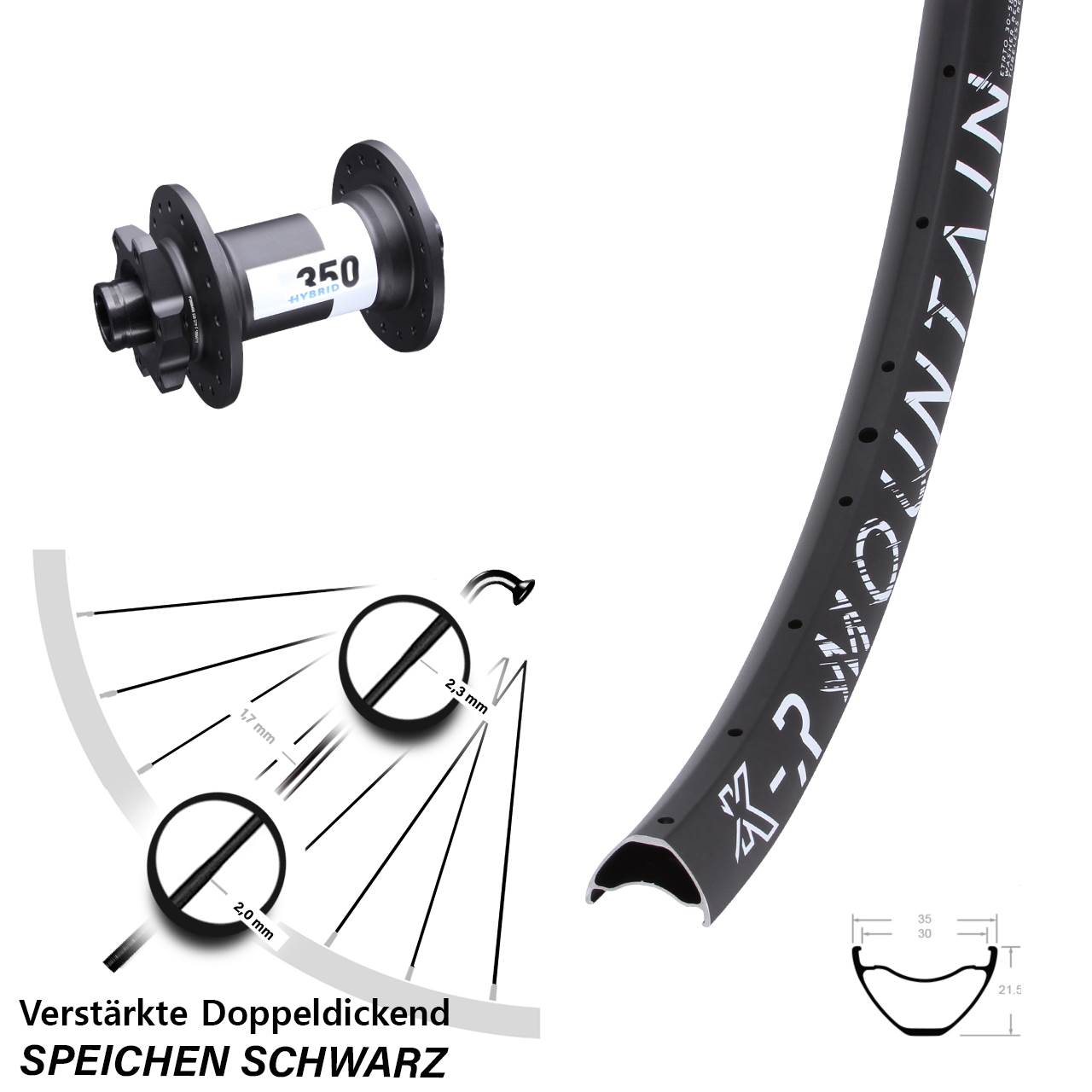 DT Swiss 350 Hybrid Boost KXR Mountain Vorderrad 29 Zoll