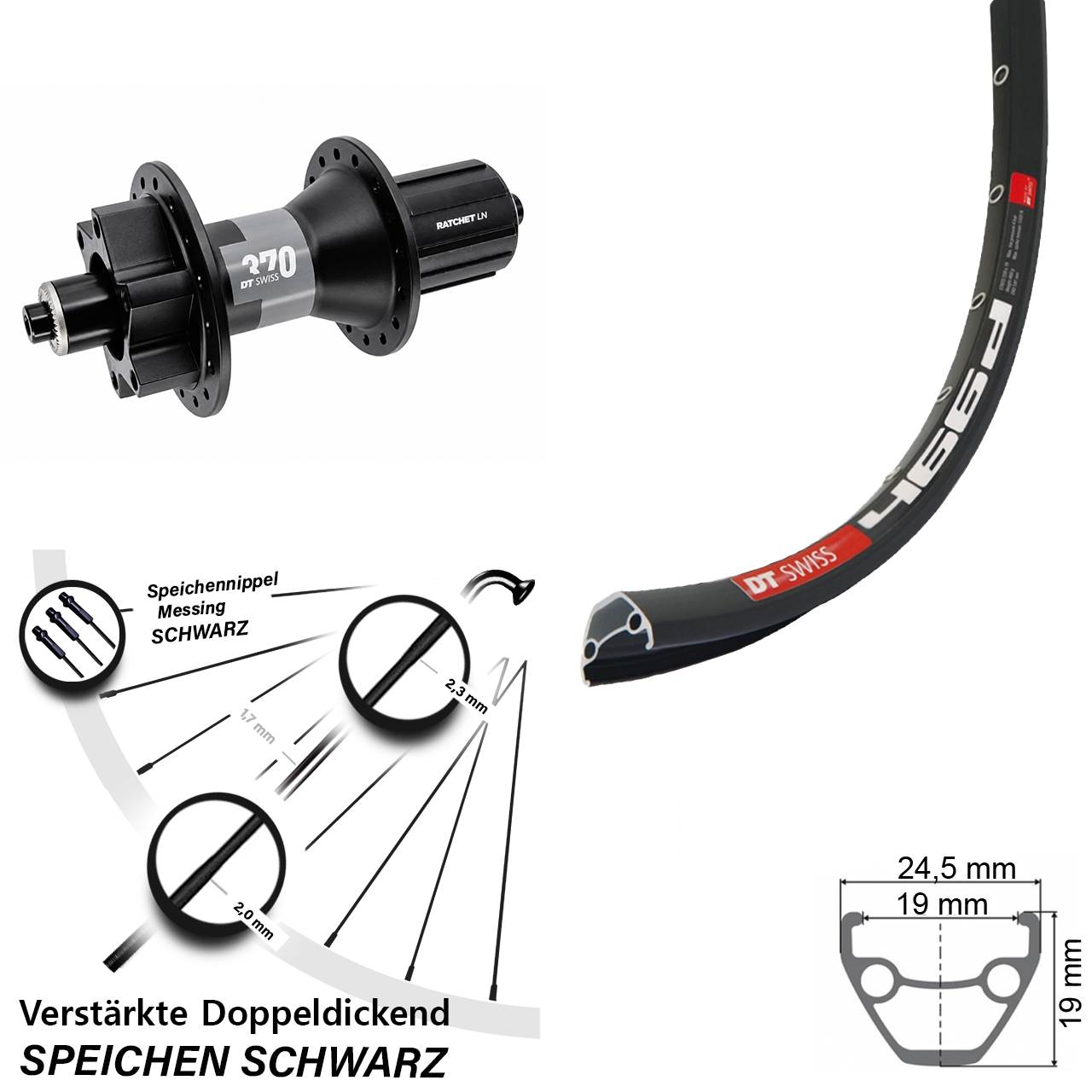Hinterrad 6-Loch 28-29 Zoll DT Swiss 466-370 8-11 fach QR