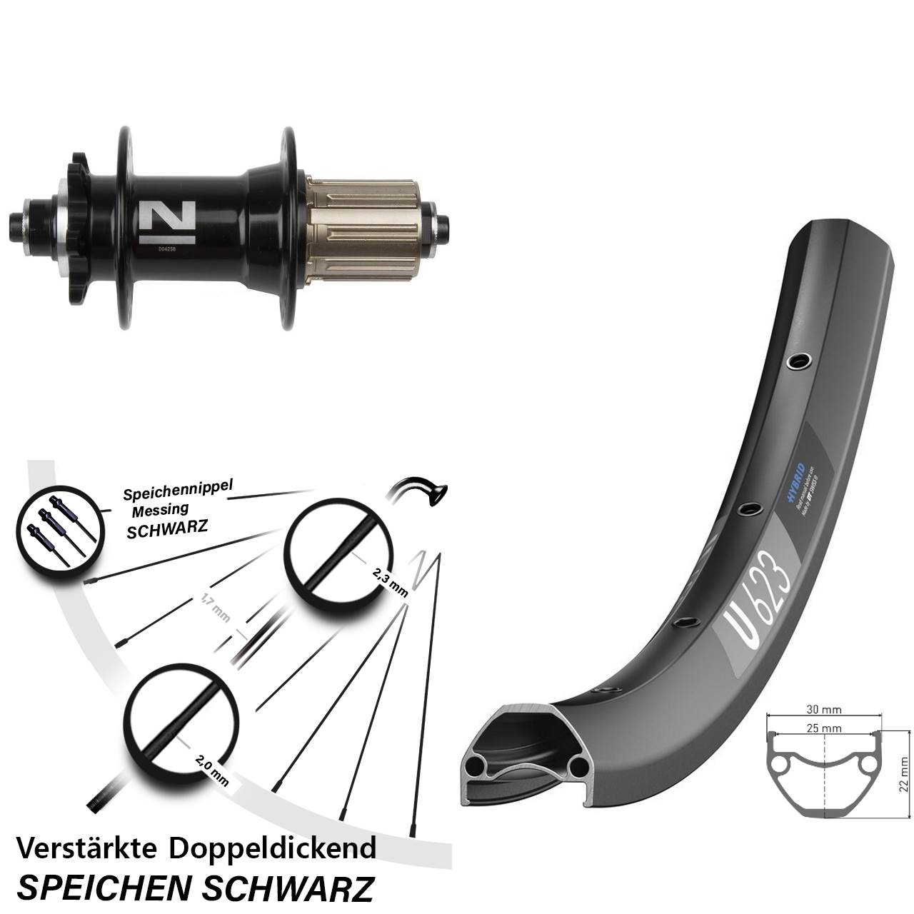 Disc Laufrad 28 Zoll DT Swiss U623 Novatec D042 8-11 fach HG für Schnellspanner
