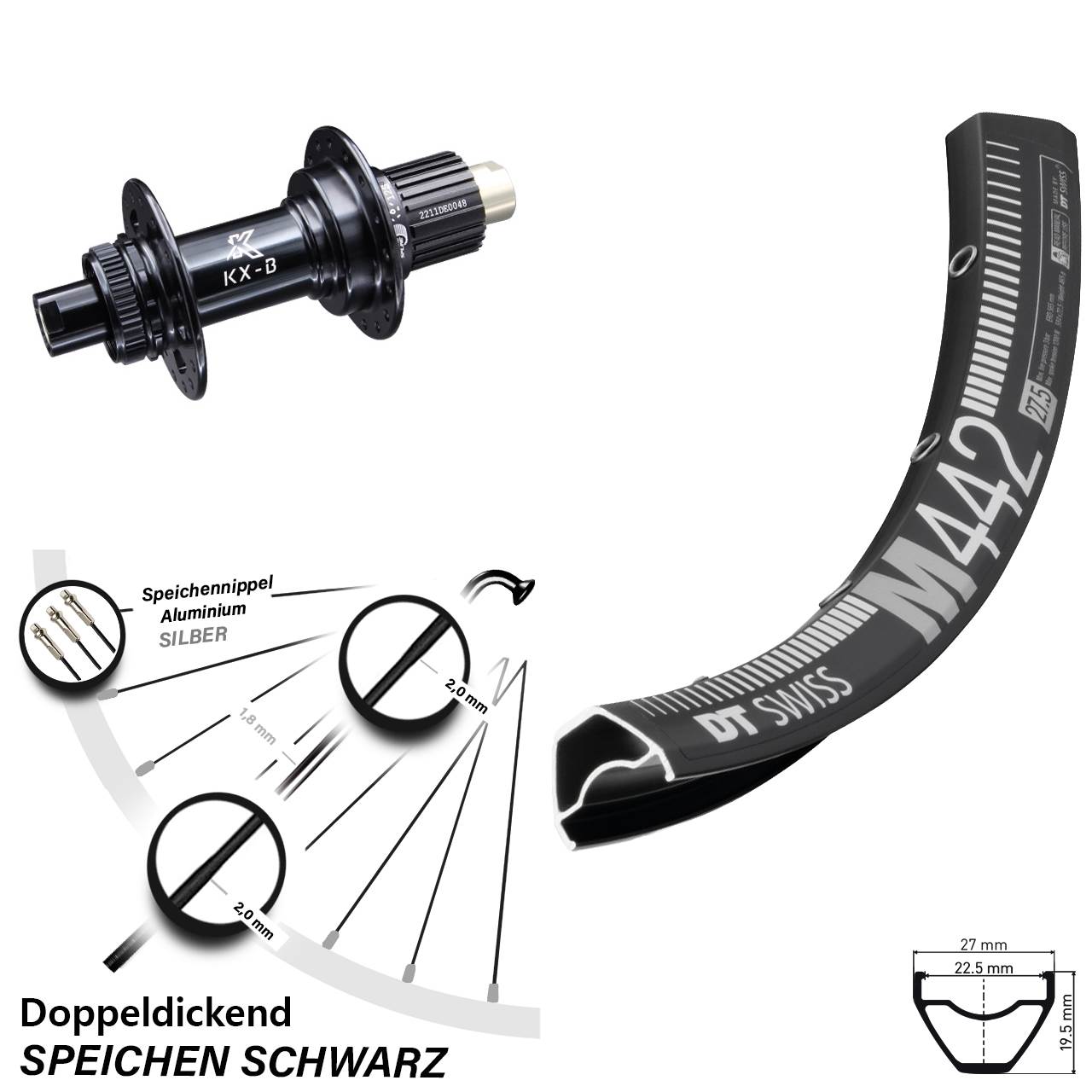 Boost Disc Hinterrad 12x148 28 Zoll DT Swiss M 442 KX-B Shimano Micro Spline