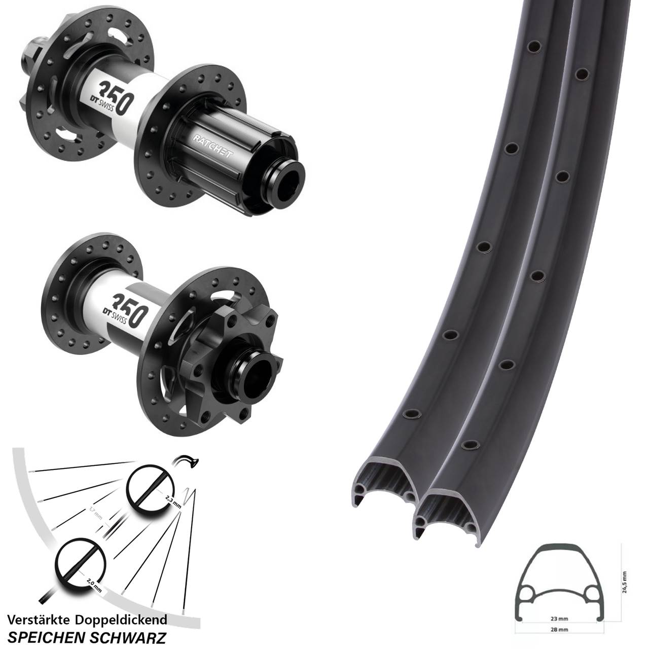 Laufradsatz 6-Loch 15x110 12x148 28 Zoll Ambrosio Sport DT Swiss 350 8-11 fach HG