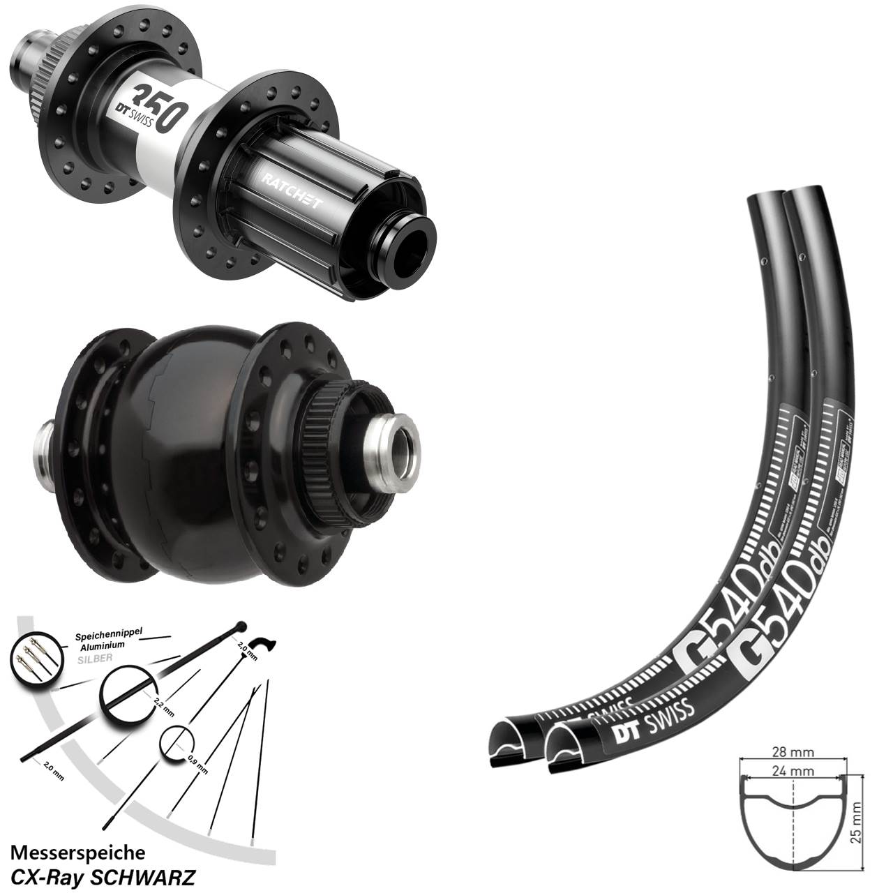 Centerlock Laufradsatz 29 Zoll DT Swiss G540 350 SON 28 11-12 fach HG 12x100/142 CX-Ray