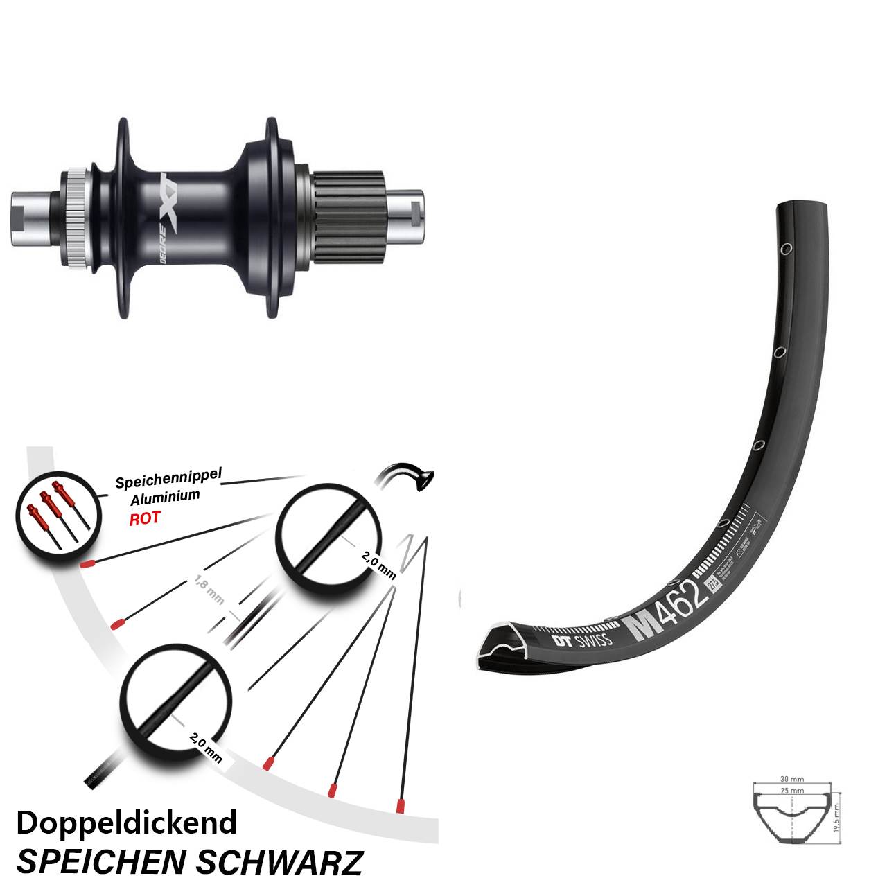 Centerlock Hinterrad 12x142 27,5 Zoll DT Swiss M462 Shimano FH-M8110 Micro Spline