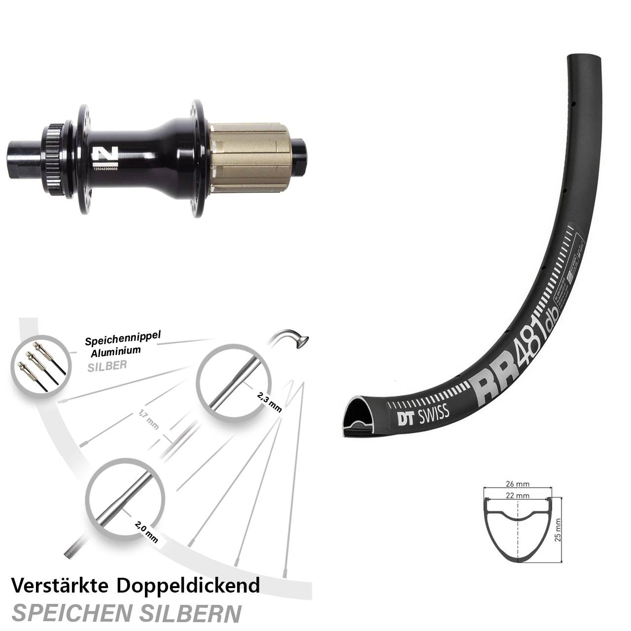 DT Swiss RR481 Novatec D792SB 28 Zoll Centerlock Hinterrad 12x142 8-12 fach HG