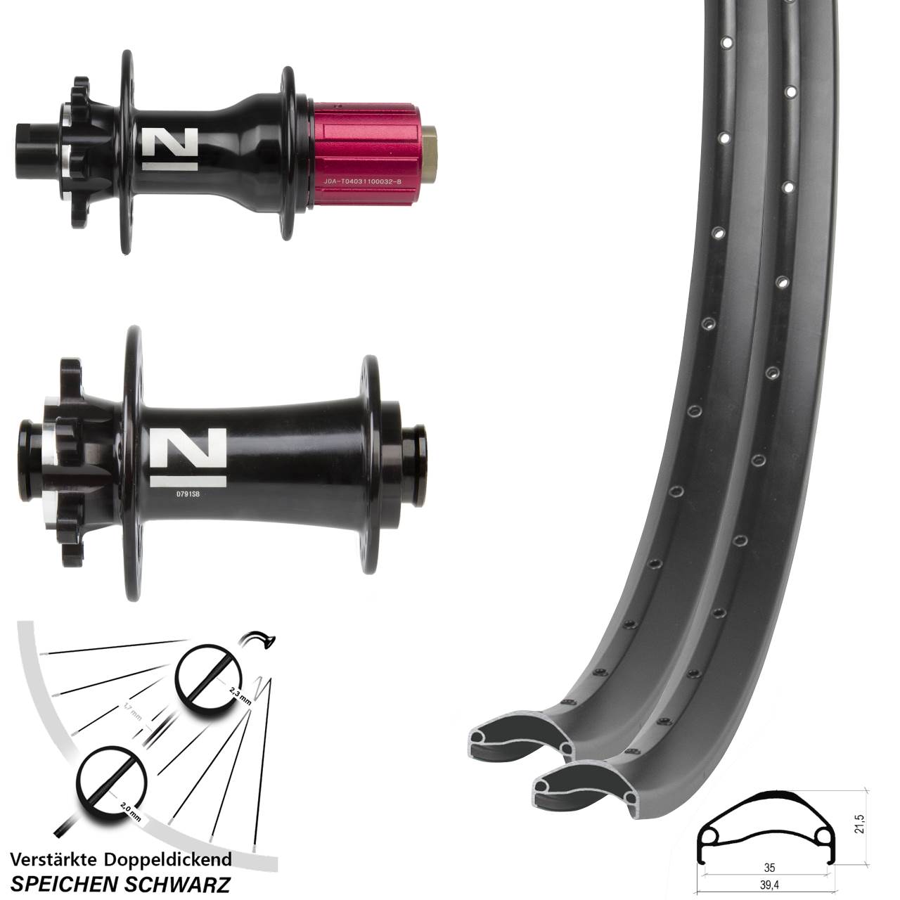 27,5 Zoll Ambrosio E35 Novatec D791 D792 Disc Laufradsatz 15x100 12x142 8-12 fach