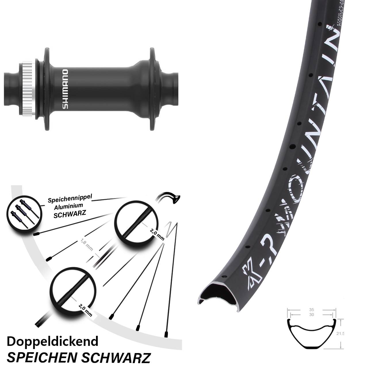 Boost Centerlock Vorderrad 15x110 27,5 Zoll KX-R Mountain Shimano HB-MT410-B