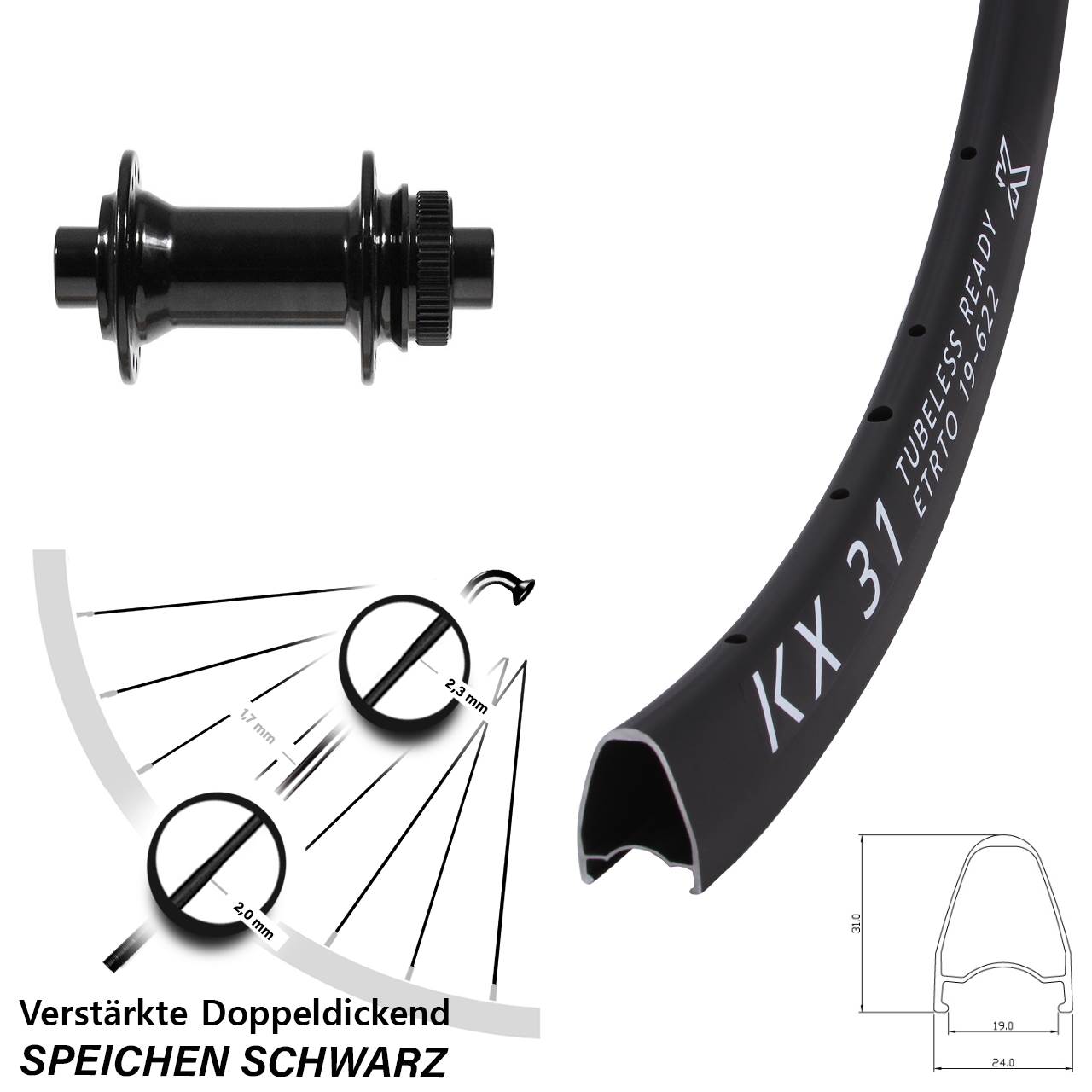 Disc Laufrad 28 Zoll KX31 Formula CL-712 12x100