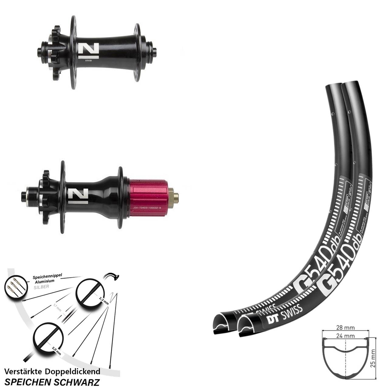 Laufradsatz 6-Loch 28-29 Zoll DT Swiss G540 Novatec D791SB/D792SB 8-12 fach QR