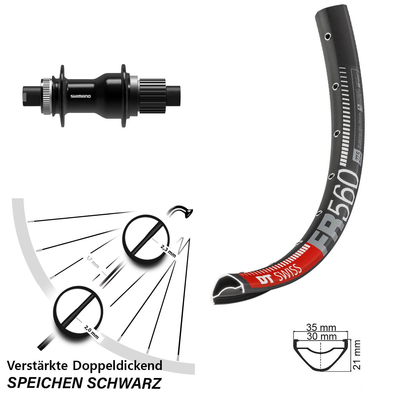 Disc Laufrad 26 Zoll DT Swiss FR560 Shimano FH-TC500-B Boost Micro Spline 12x148